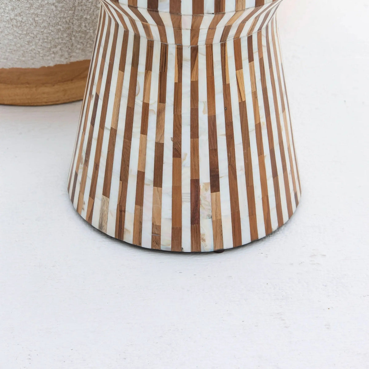 Mystic Wooden Inlay Hourglass Side Table - Art and craft furniture