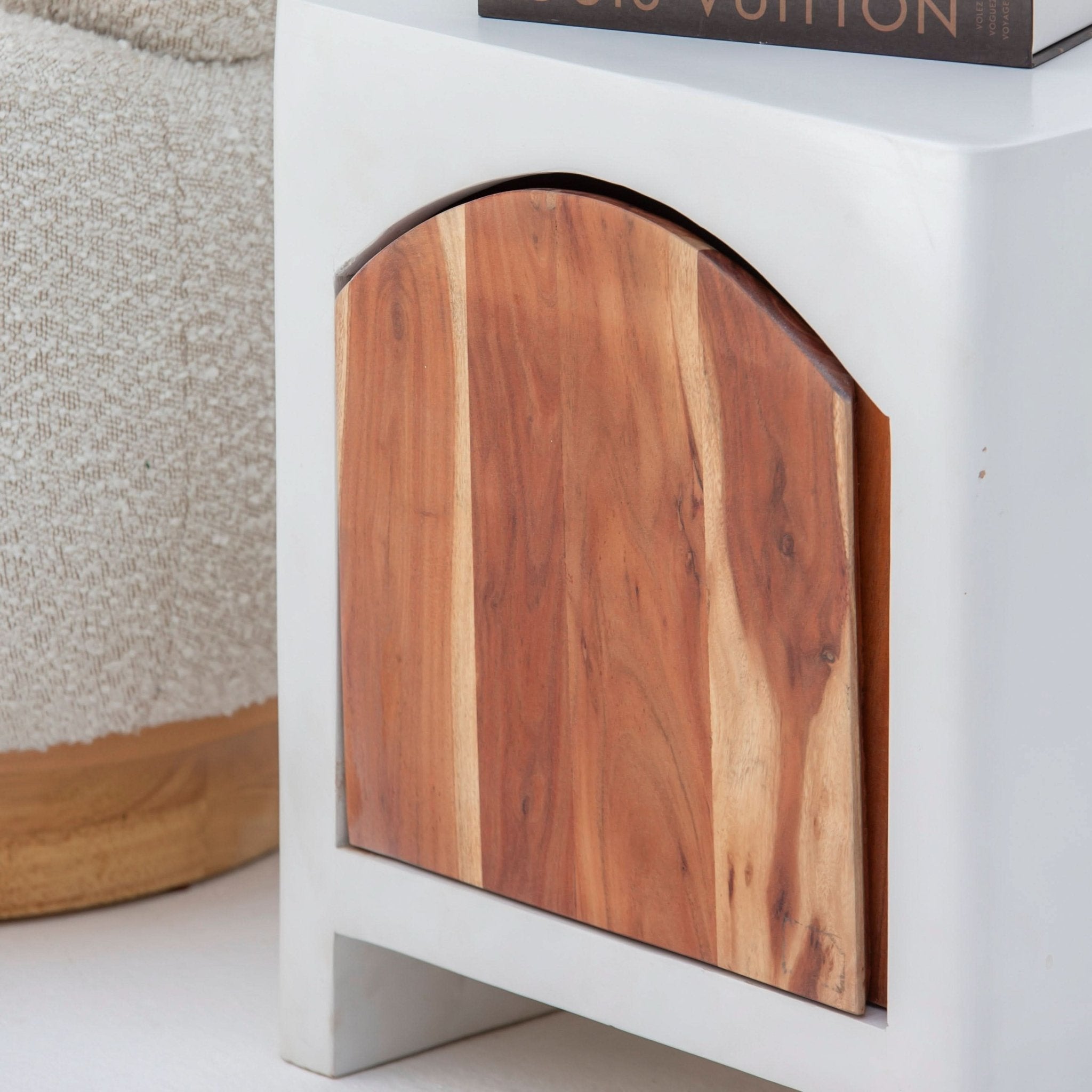 NATURA CURVE WOODEN NIGHTSTAND TABLE - Art and craft furniture