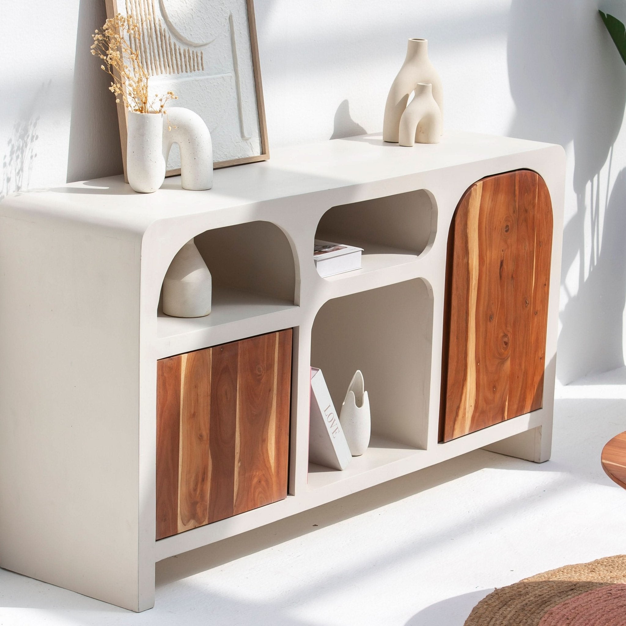 NATURA CURVE WOODEN TWO DOOR SIDEBOARD - Art and craft furniture