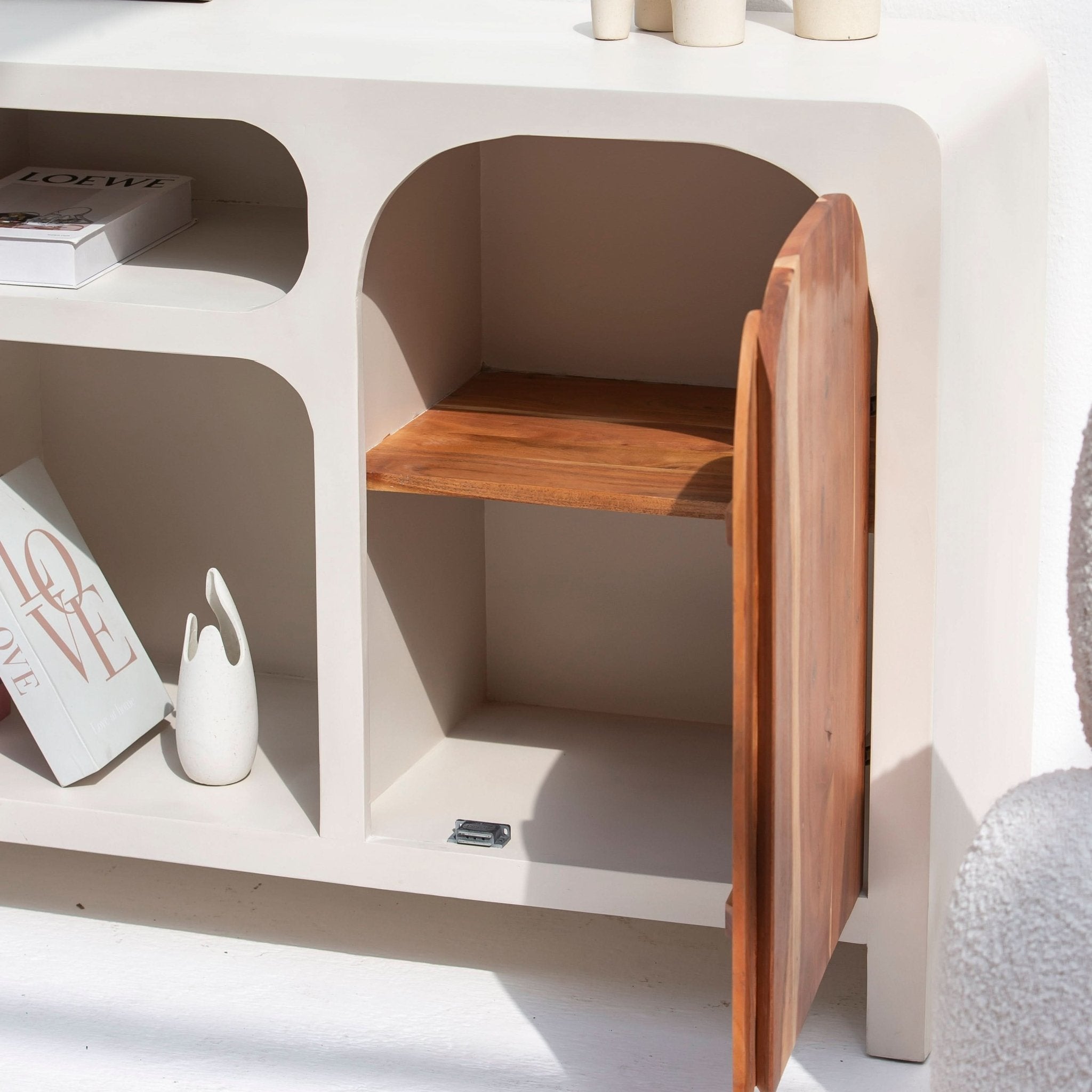 NATURA CURVE WOODEN TWO DOOR SIDEBOARD - Art and craft furniture