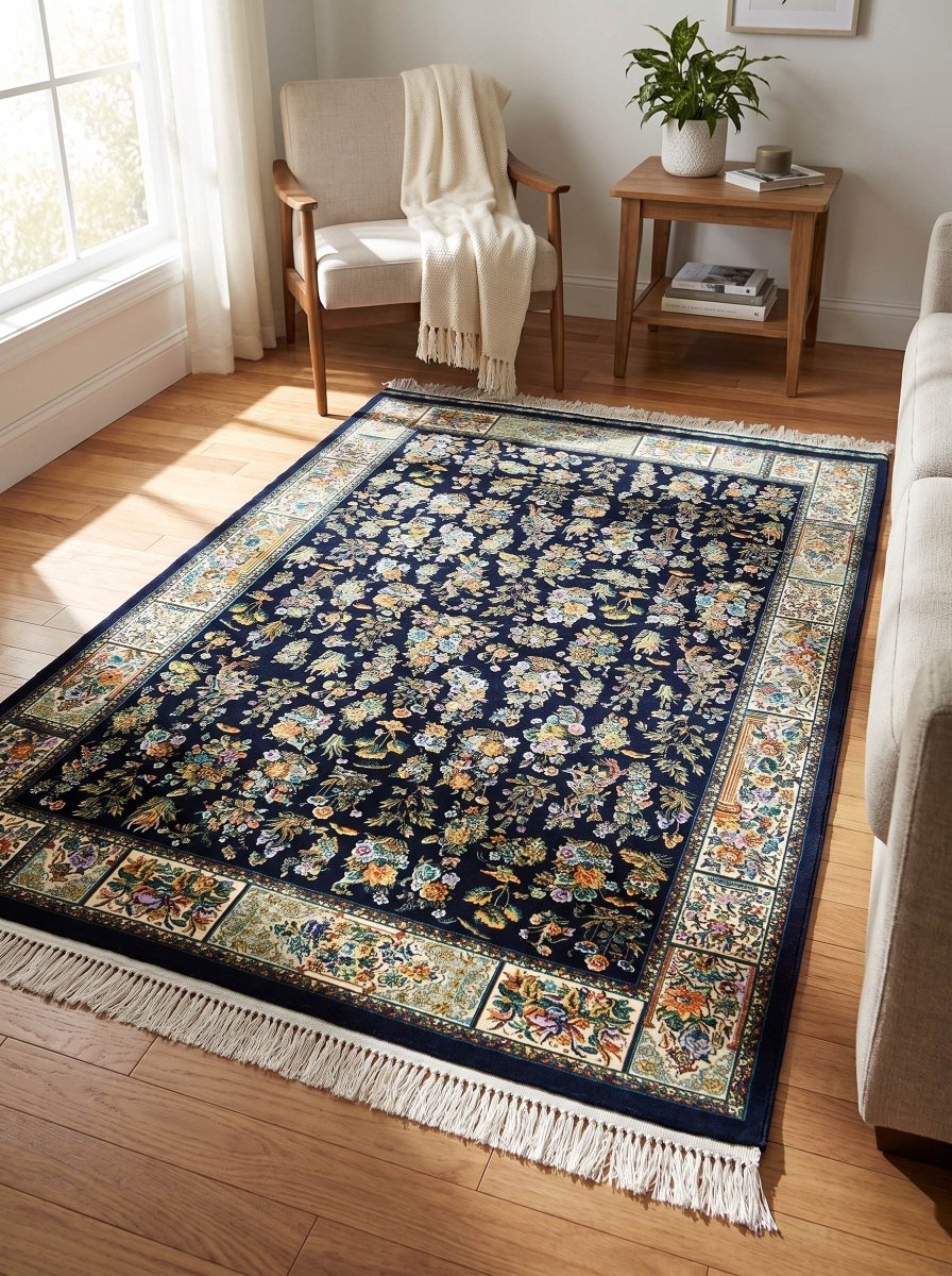 Neelofar Blue & Cream Carpet - Art and craft furniture