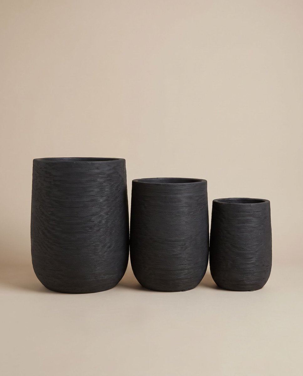 Nero Black Cylinder Fiber Cement Pot - Art and craft furniture