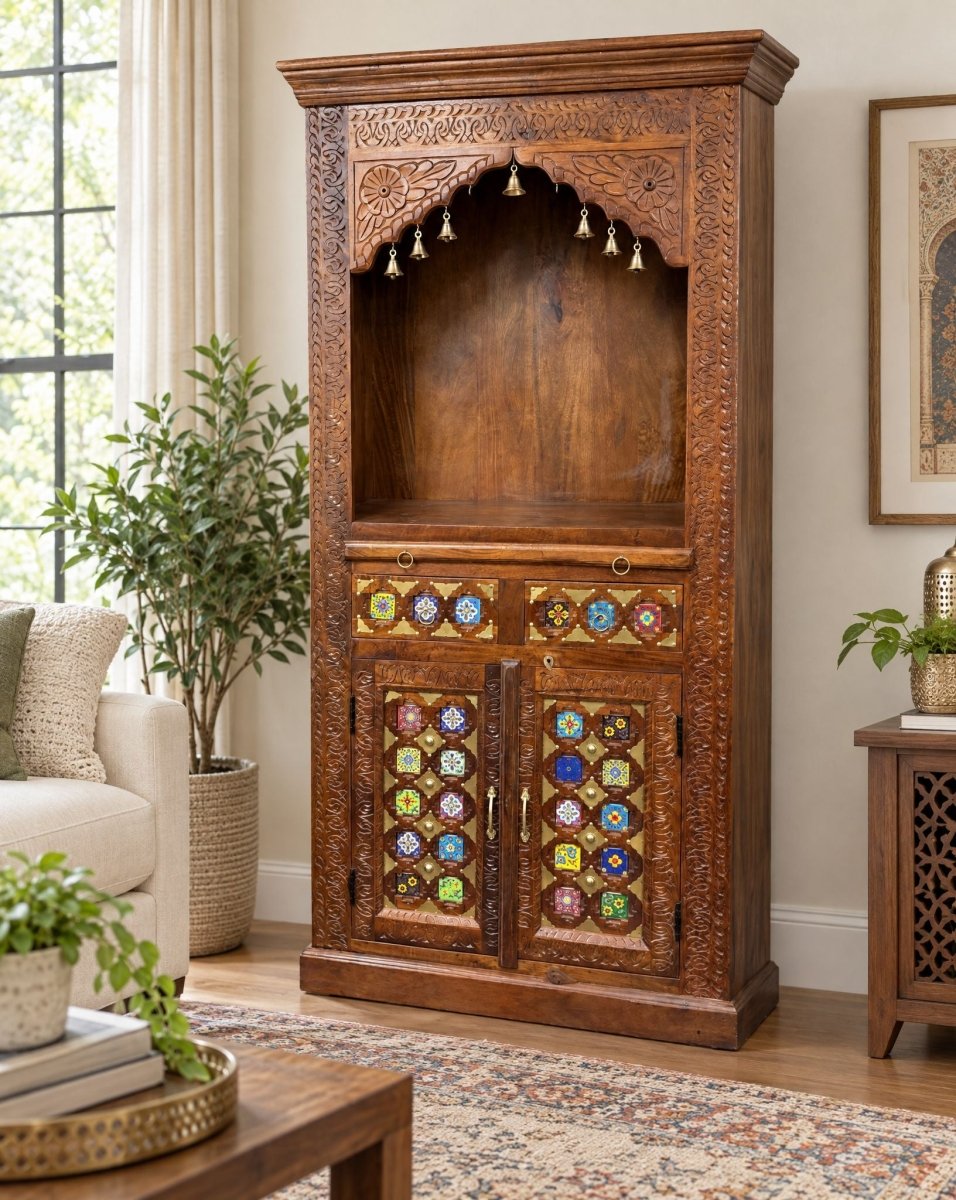Novira Tile Wooden Temple - Art and craft furniture