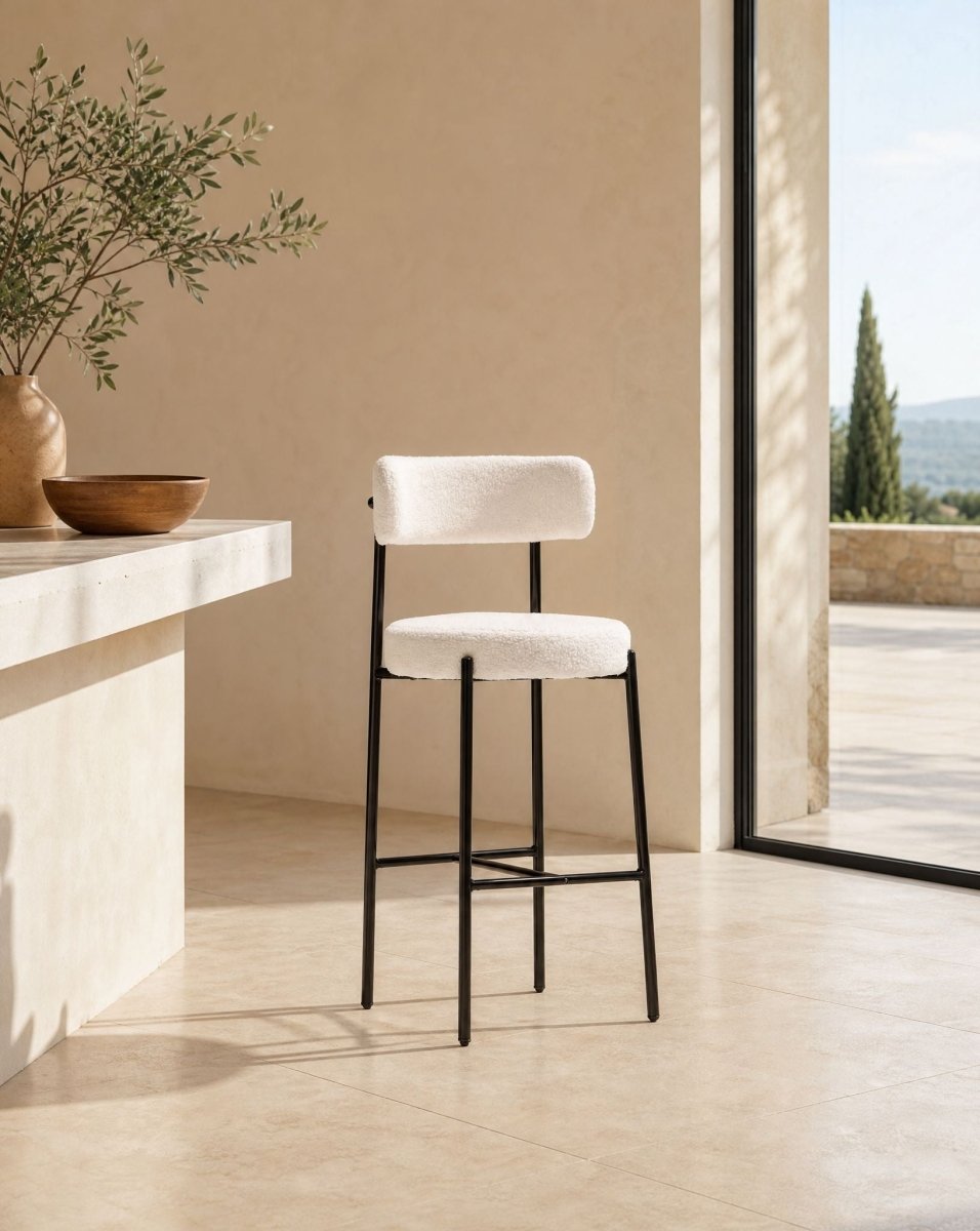 Nuage White Fabric Bar Stool - Art and craft furniture
