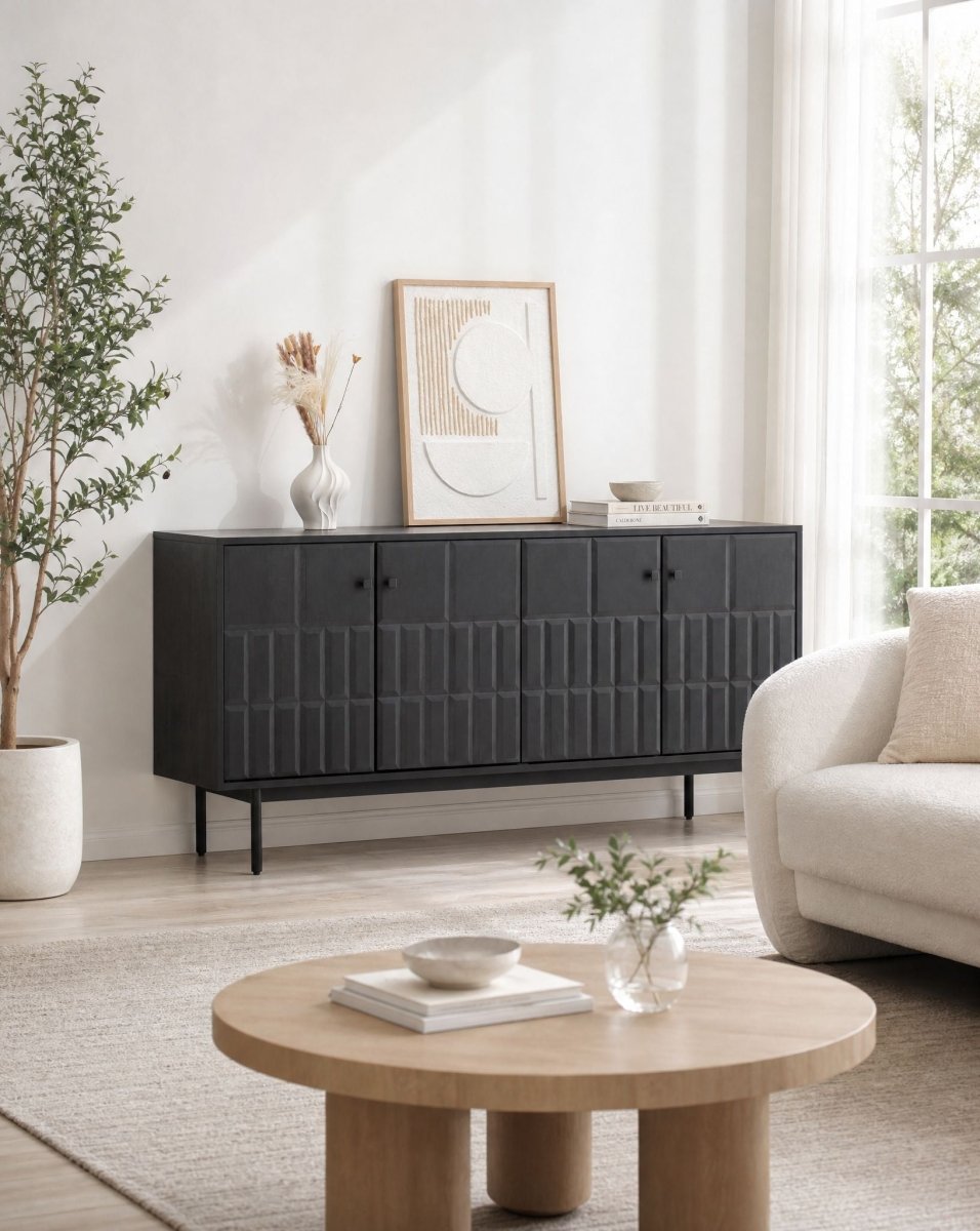 Nuvor Wood Four Door Sideboard - Art and craft furniture