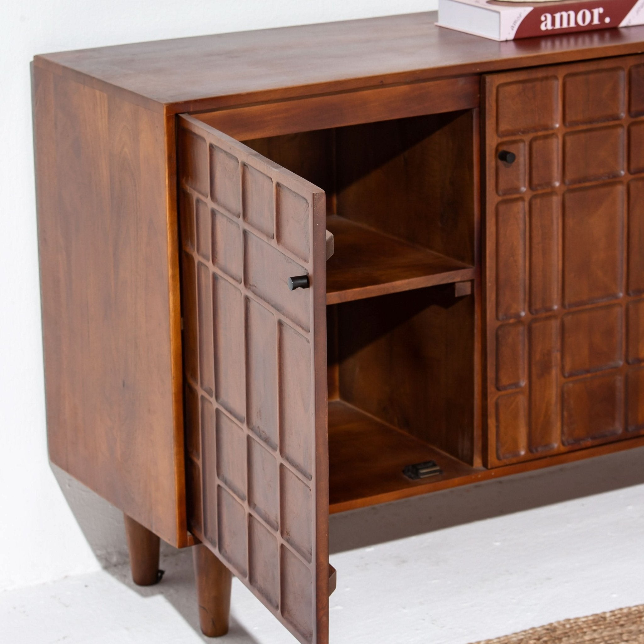NUVOR WOODEN THREE DOOR SIDEBOARD - Art and craft furniture