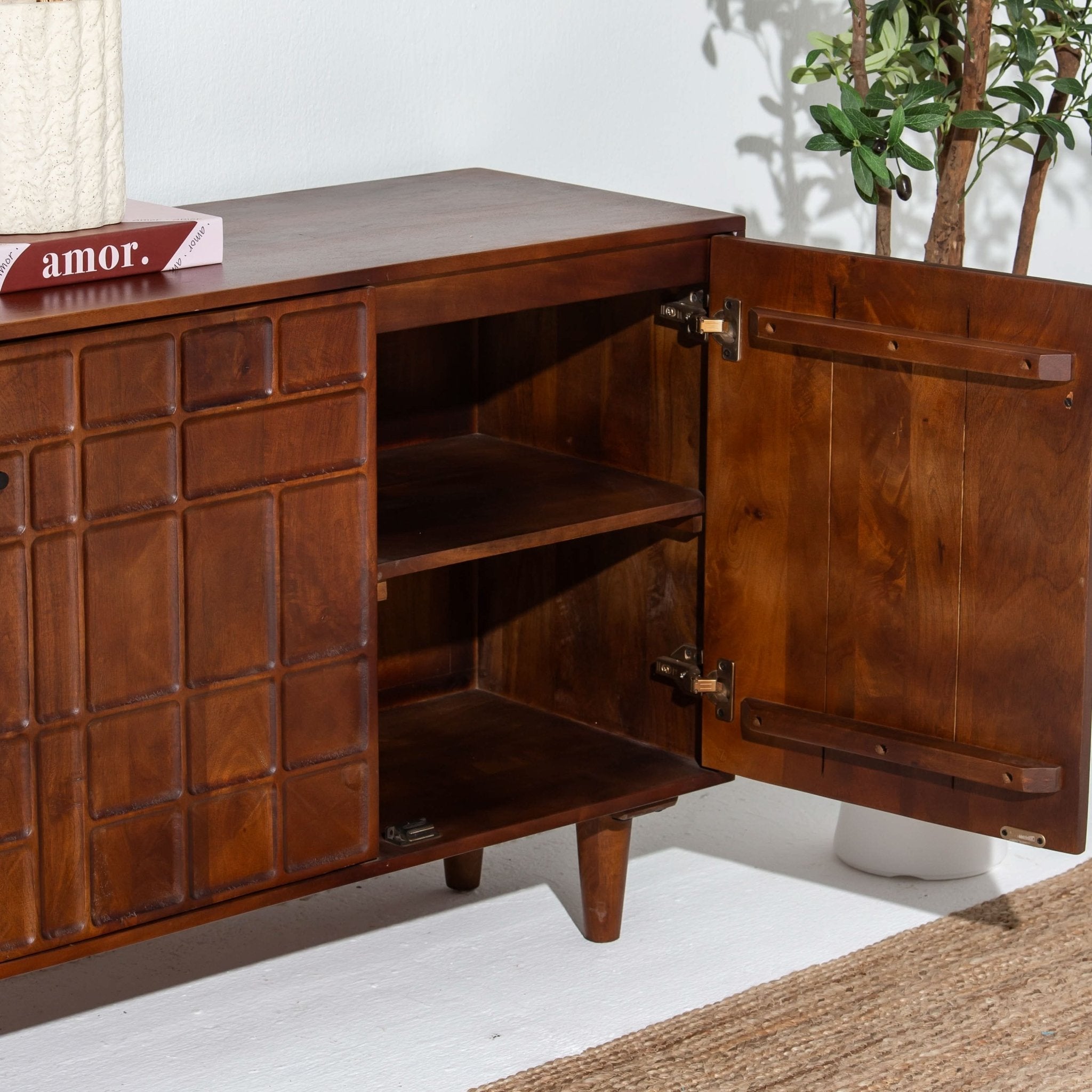 NUVOR WOODEN THREE DOOR SIDEBOARD - Art and craft furniture