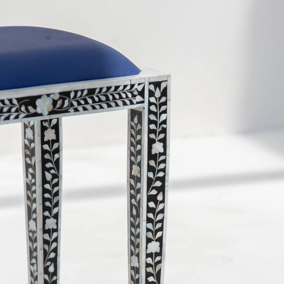 Ocean Black Mother of Pearl Seating Stool - Art and craft furniture