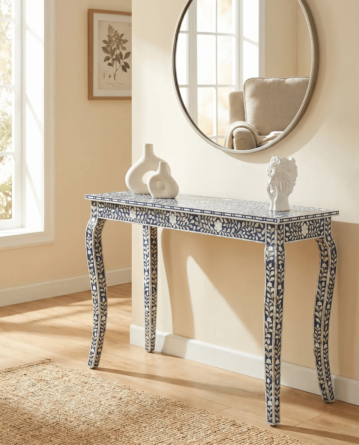 Ocean Blue Mother Of Pearl Console Table - Art and craft furniture