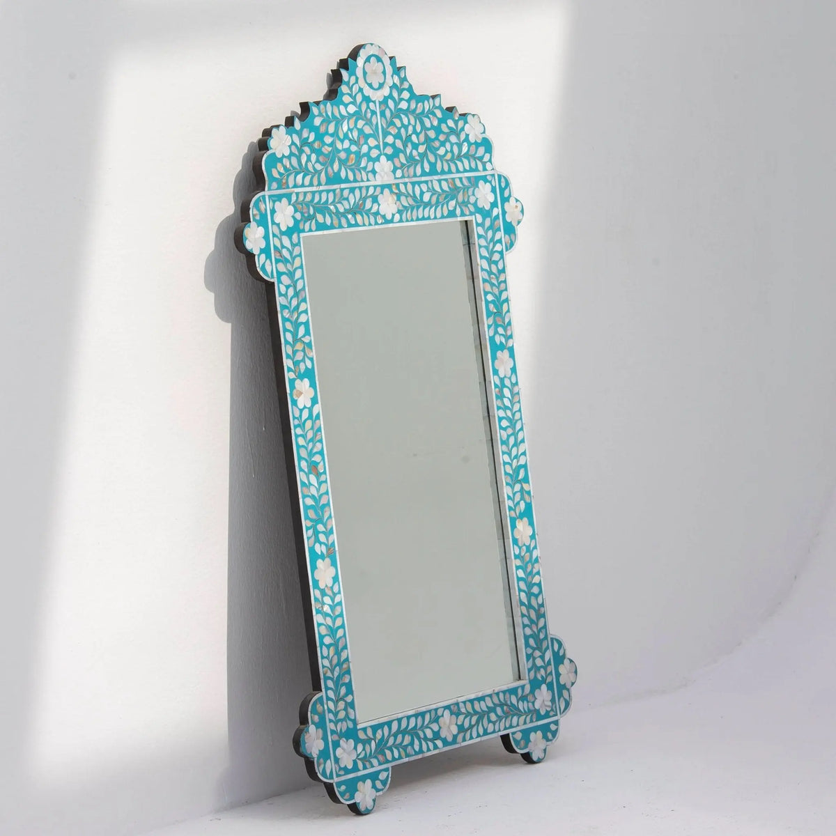 OCEAN-BLUE MOTHER OF PEARL MIRROR FRAME - Art and craft furniture