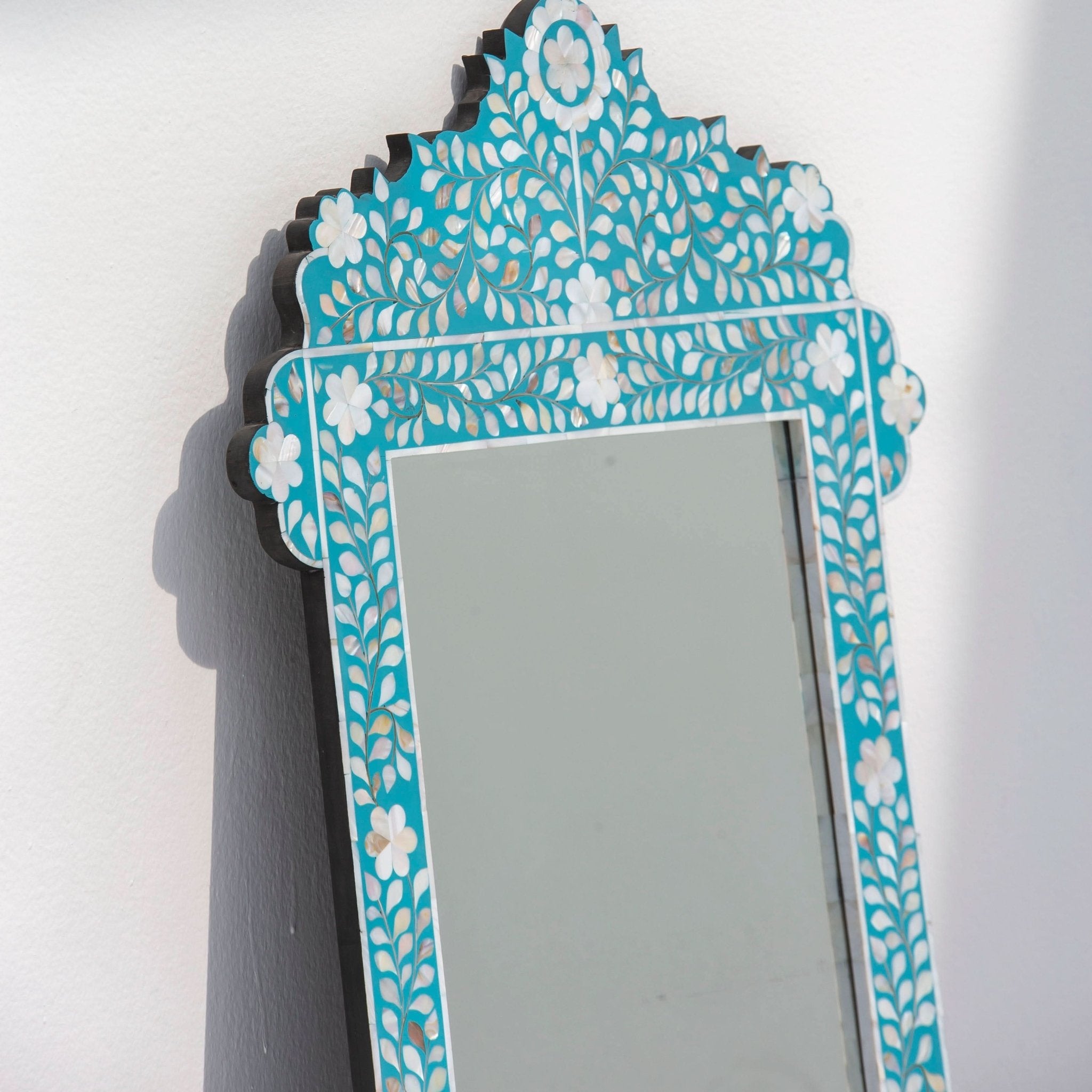 OCEAN-BLUE MOTHER OF PEARL MIRROR FRAME - Art and craft furniture