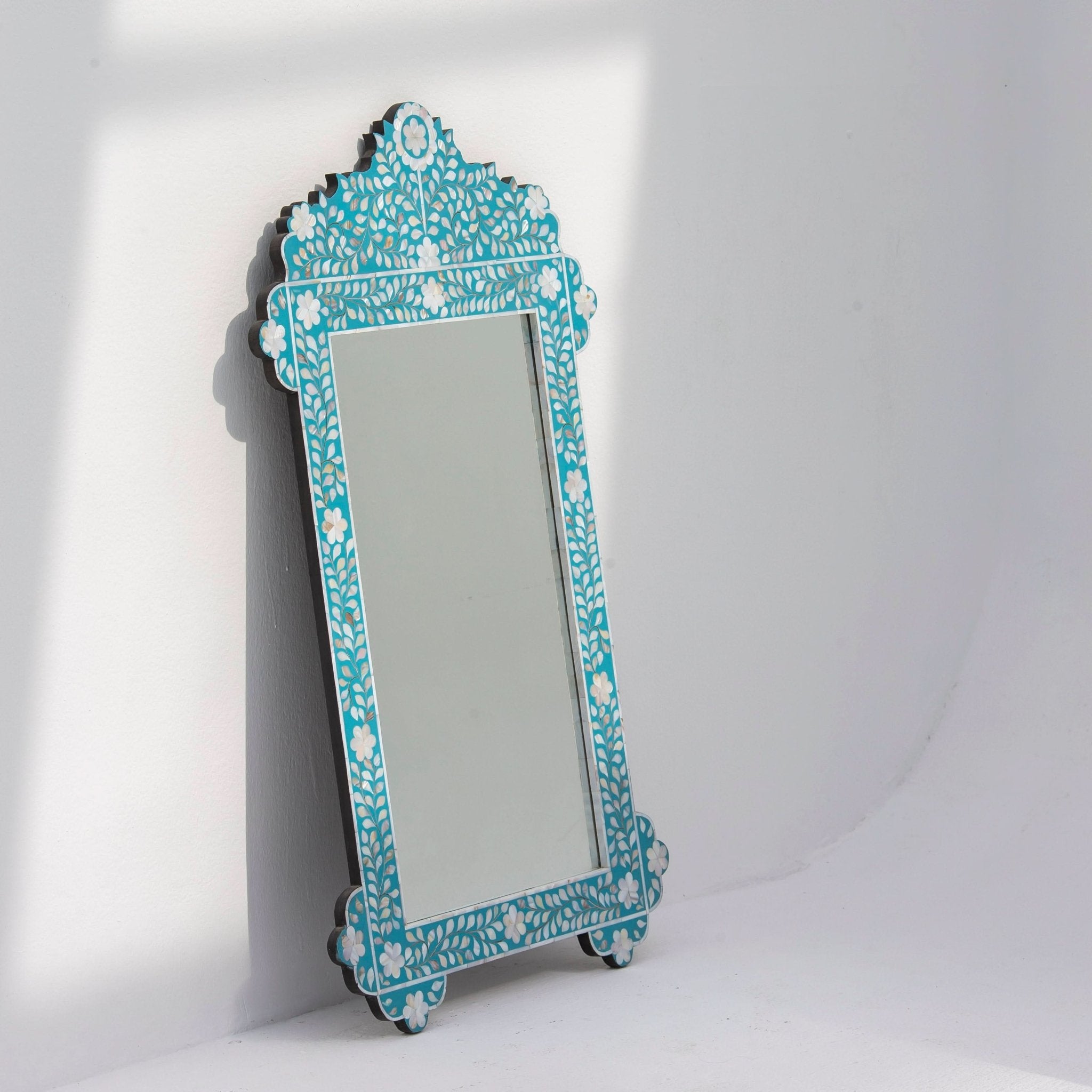 OCEAN-BLUE MOTHER OF PEARL MIRROR FRAME - Art and craft furniture