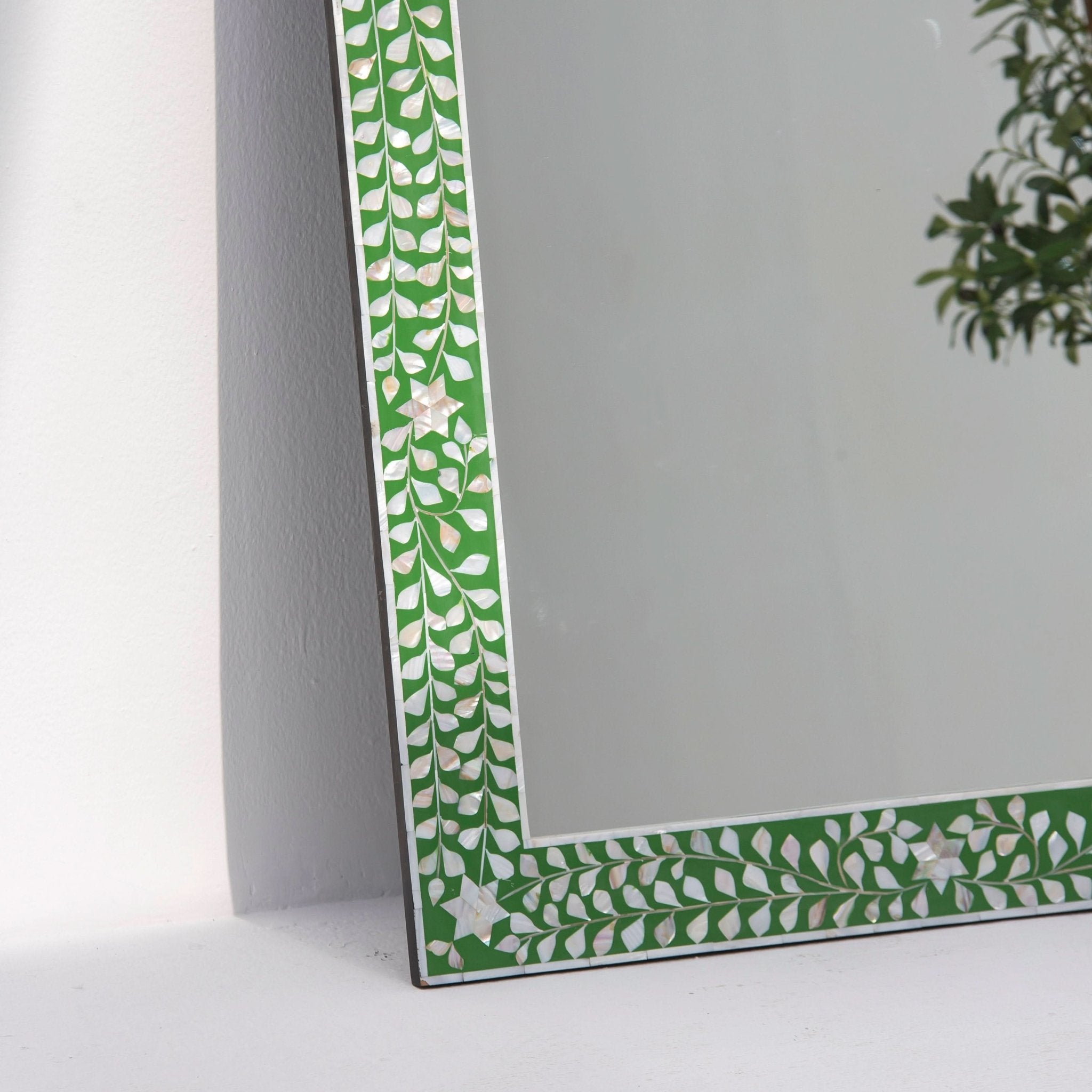OCEAN-GREEN MOTHER OF PEARL MIRROR FRAME - Art and craft furniture