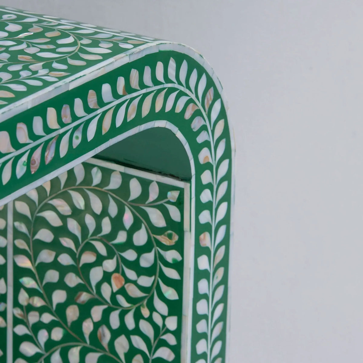 Ocean Green Mother Of Pearl U Shape Console Table - Art and craft furniture