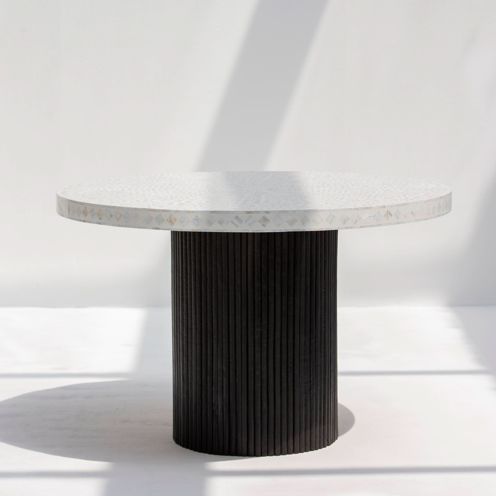 OCEAN-WHITE MOTHER OF PEARL DINING TABLE - Art and craft furniture