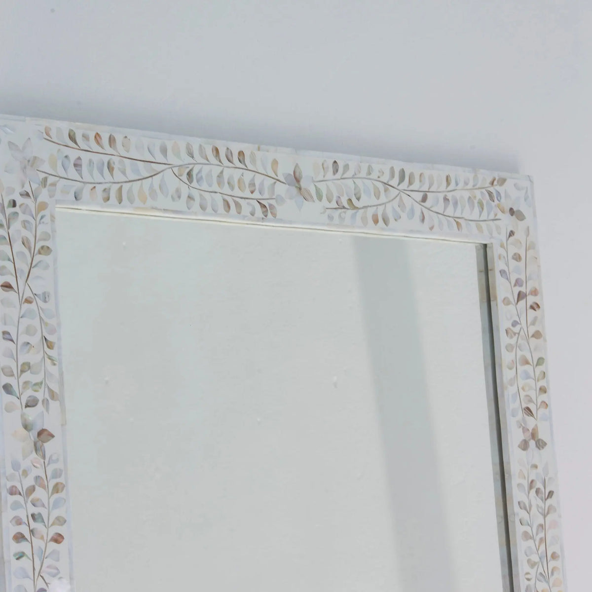 Ocean White Mother Of Peral Frame Mirror - Art and craft furniture