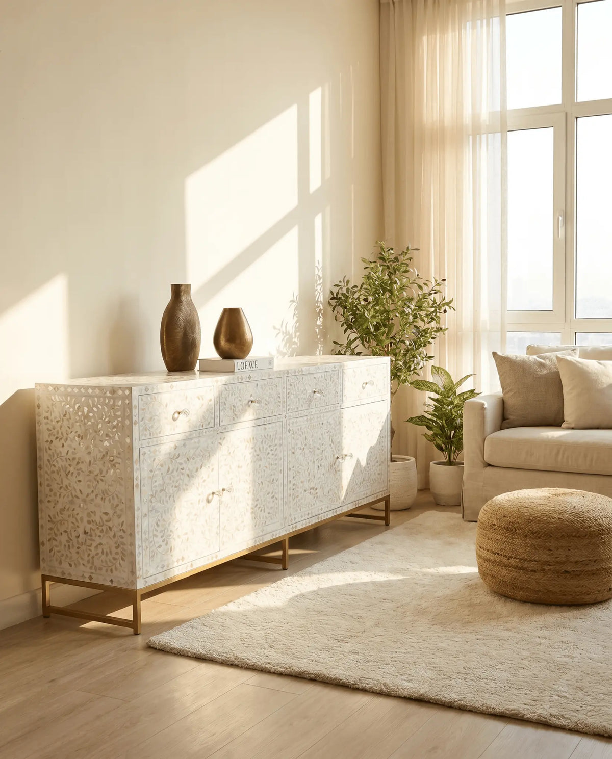 Ocean Pearl White Mother Of Pearl Sideboard - Art and craft furniture