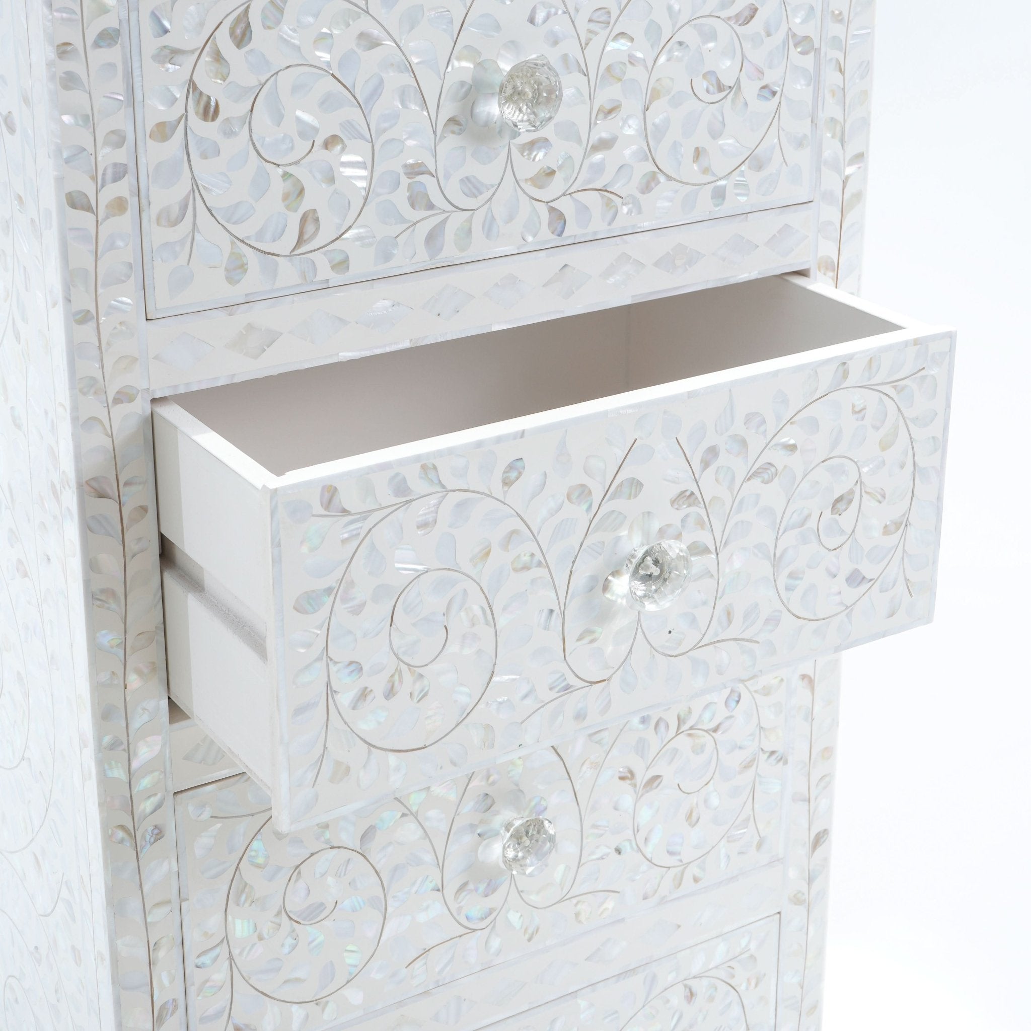 OCEAN-WHITE MOTHER OF PEARL SINGLE DRAWCHEST - Art and craft furniture