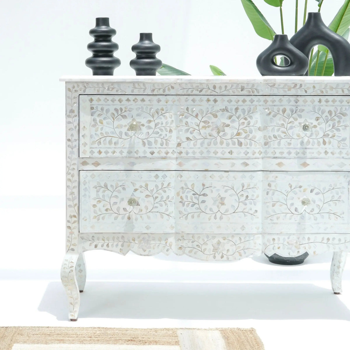 Ocean White Mother Of Pearl Two Drawer Drawchest - Art and craft furniture