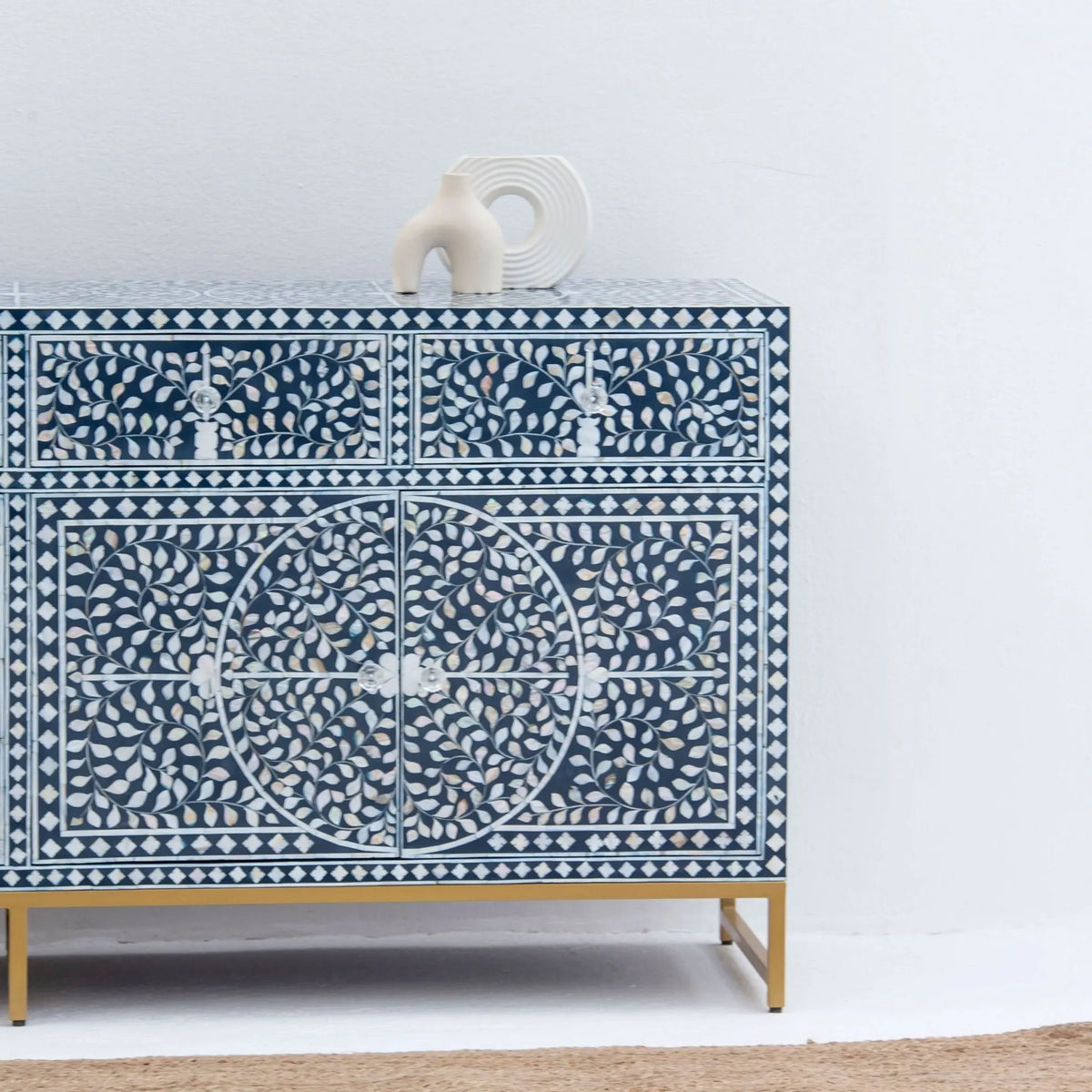 Ocean Pearl Blue Mother Of Pearl Sideboard - Art and craft furniture
