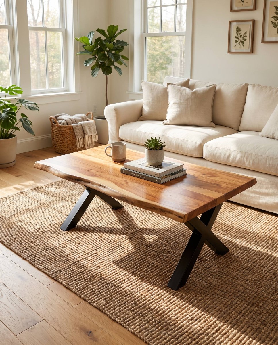 Octavia Acacia Wood X Leg Coffee Table - Art and craft furniture