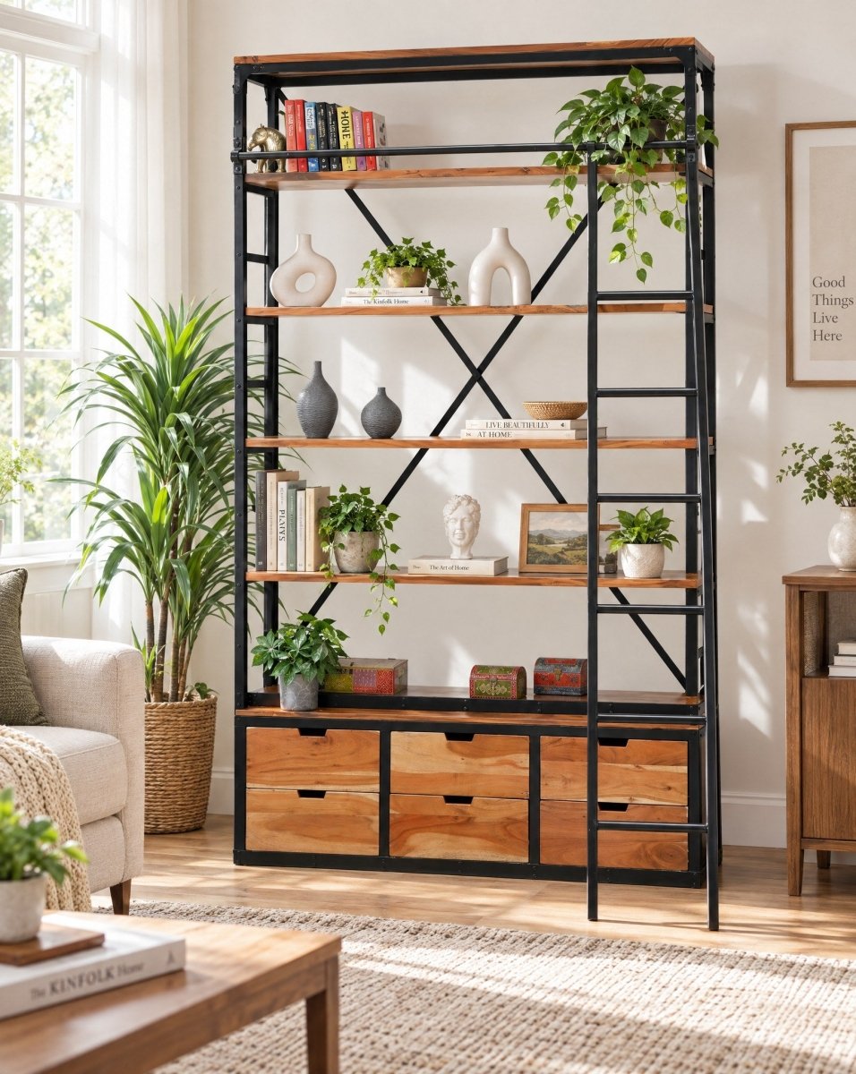 Orvessa Industrial Ladder Bookshelf - Art and craft furniture