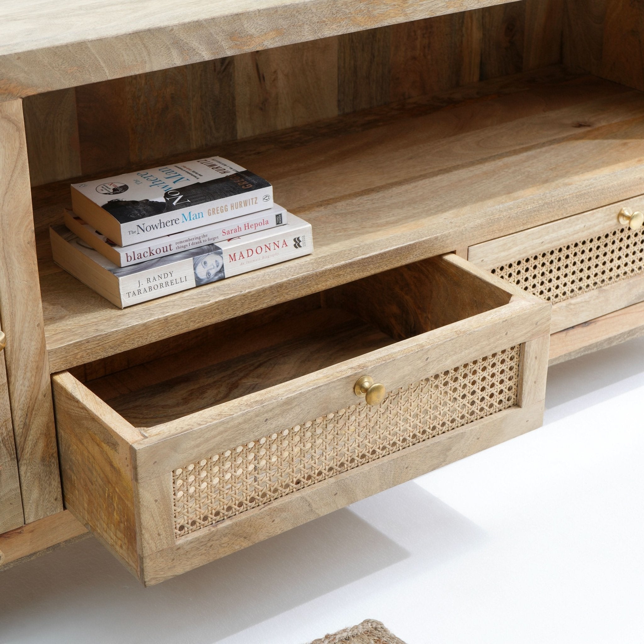 PARI RATTAN WOODEN TV STAND - Art and craft furniture