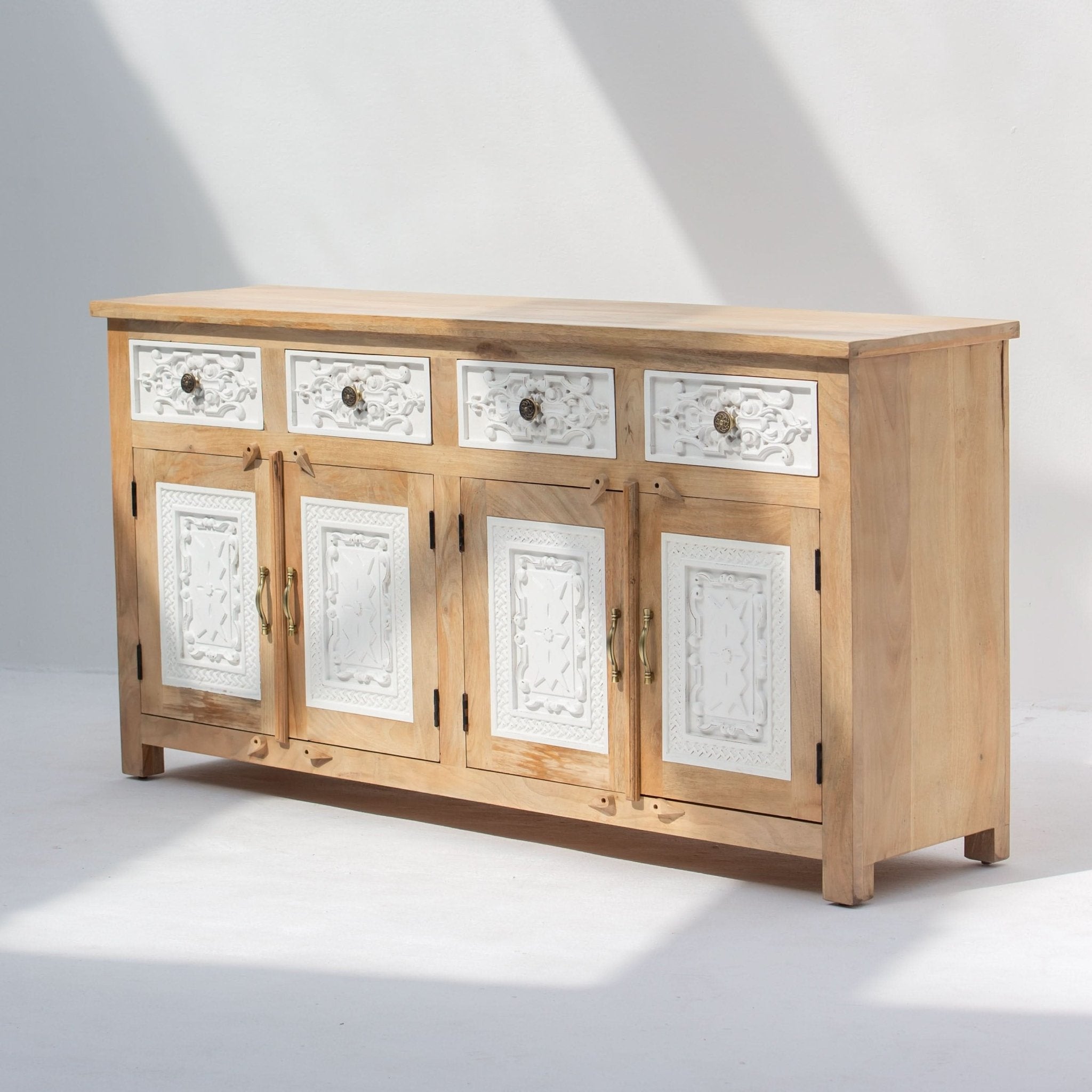 PUSHKAR WOODEN CARVING SIDEBOARD - Art and craft furniture