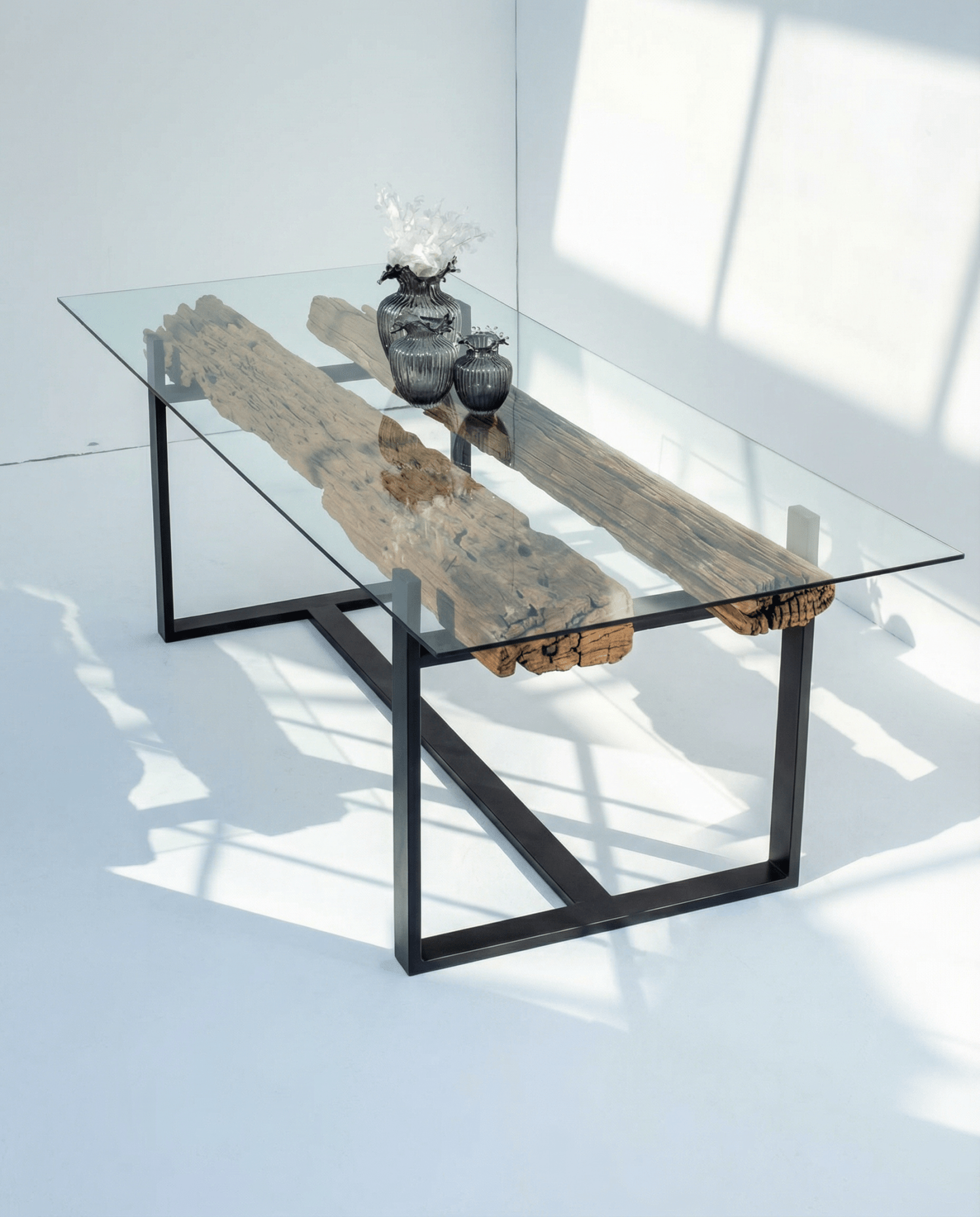 RAILWAY ANTIQUE LOG DINNING TABLE - Art and craft furniture