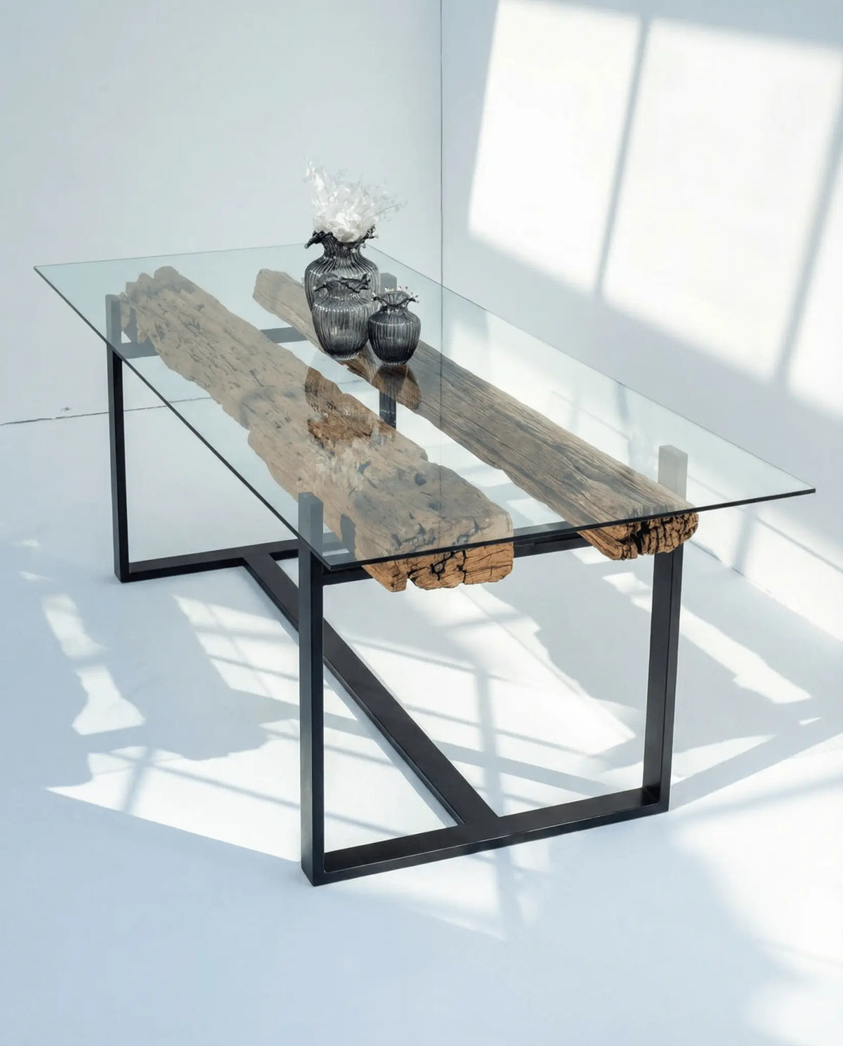 Railway Antique Log Dining Table - Art and craft furniture