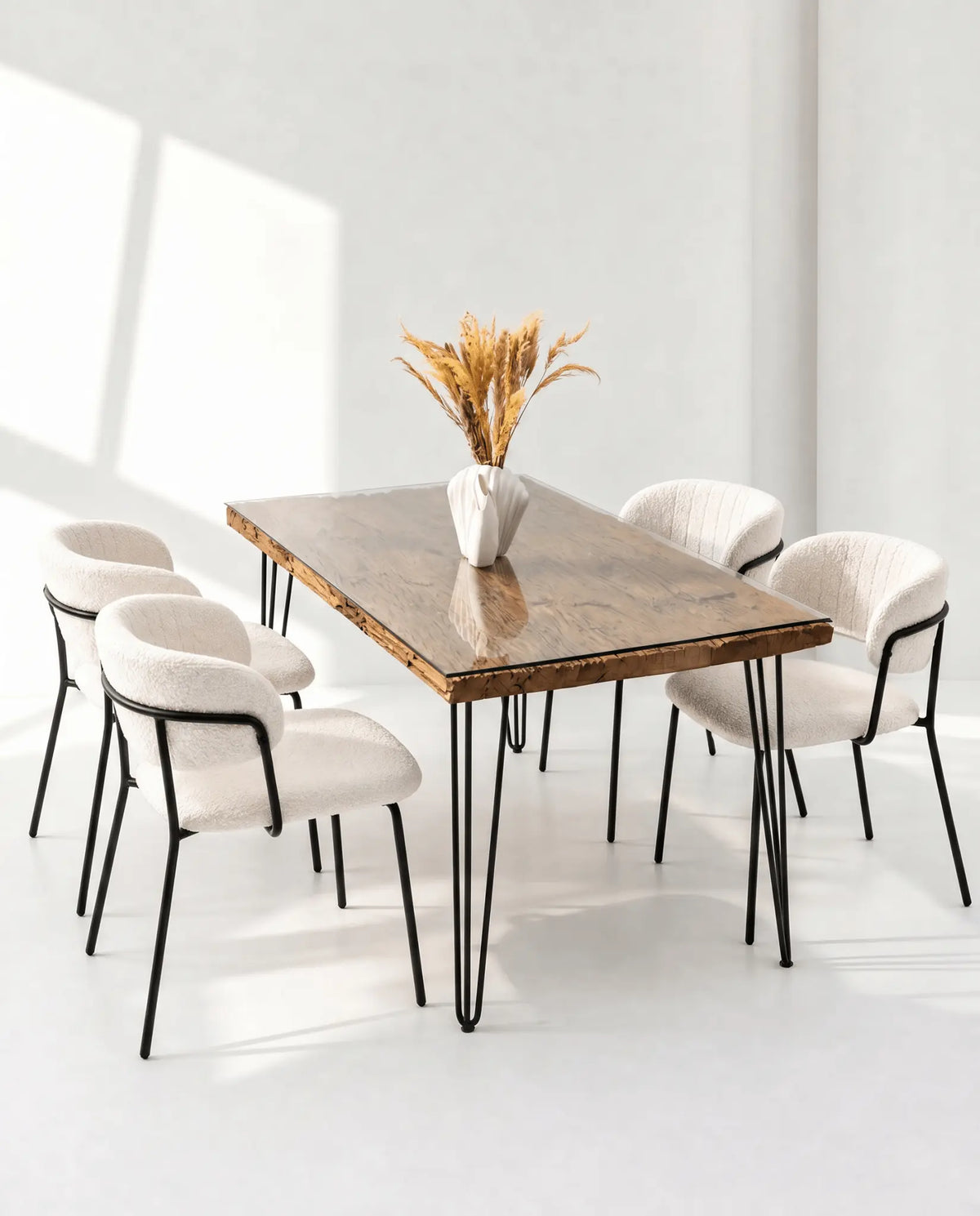 Railway Wood Hairpin Leg Dining Table - Art and craft furniture