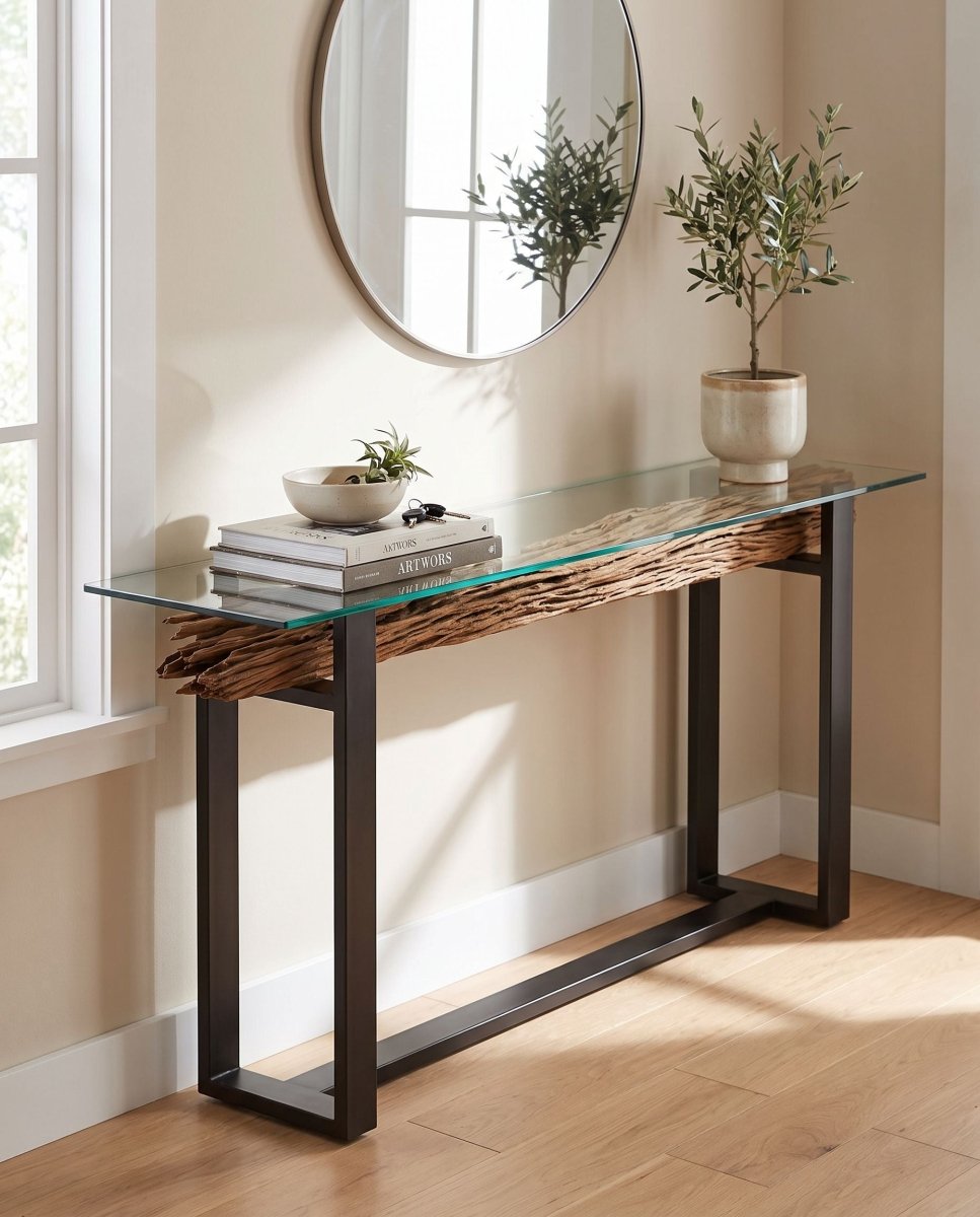Railway Wood Log Console Table - Art and craft furniture