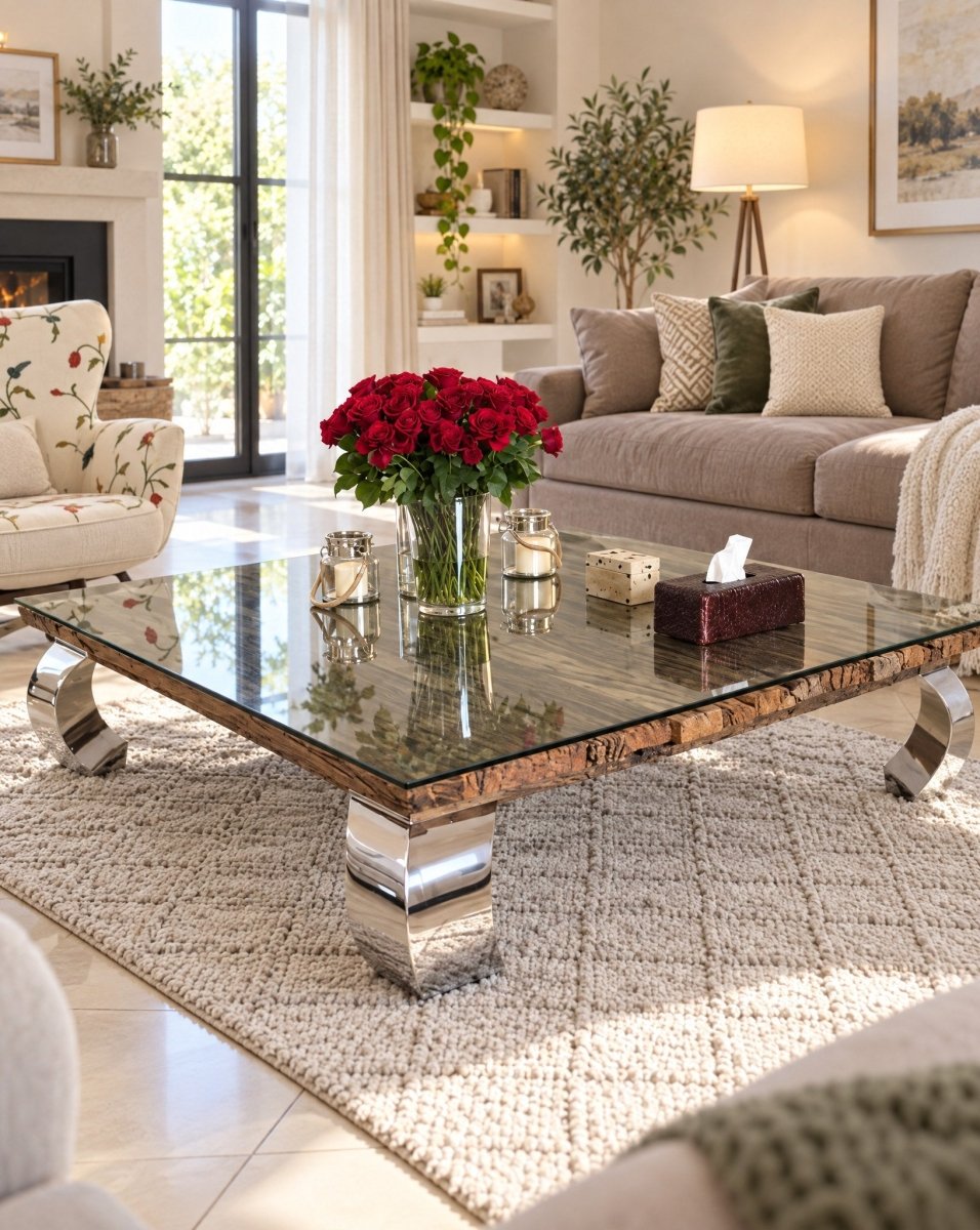 Railway Wood Opium Steel Leg Coffee Table - Art and craft furniture