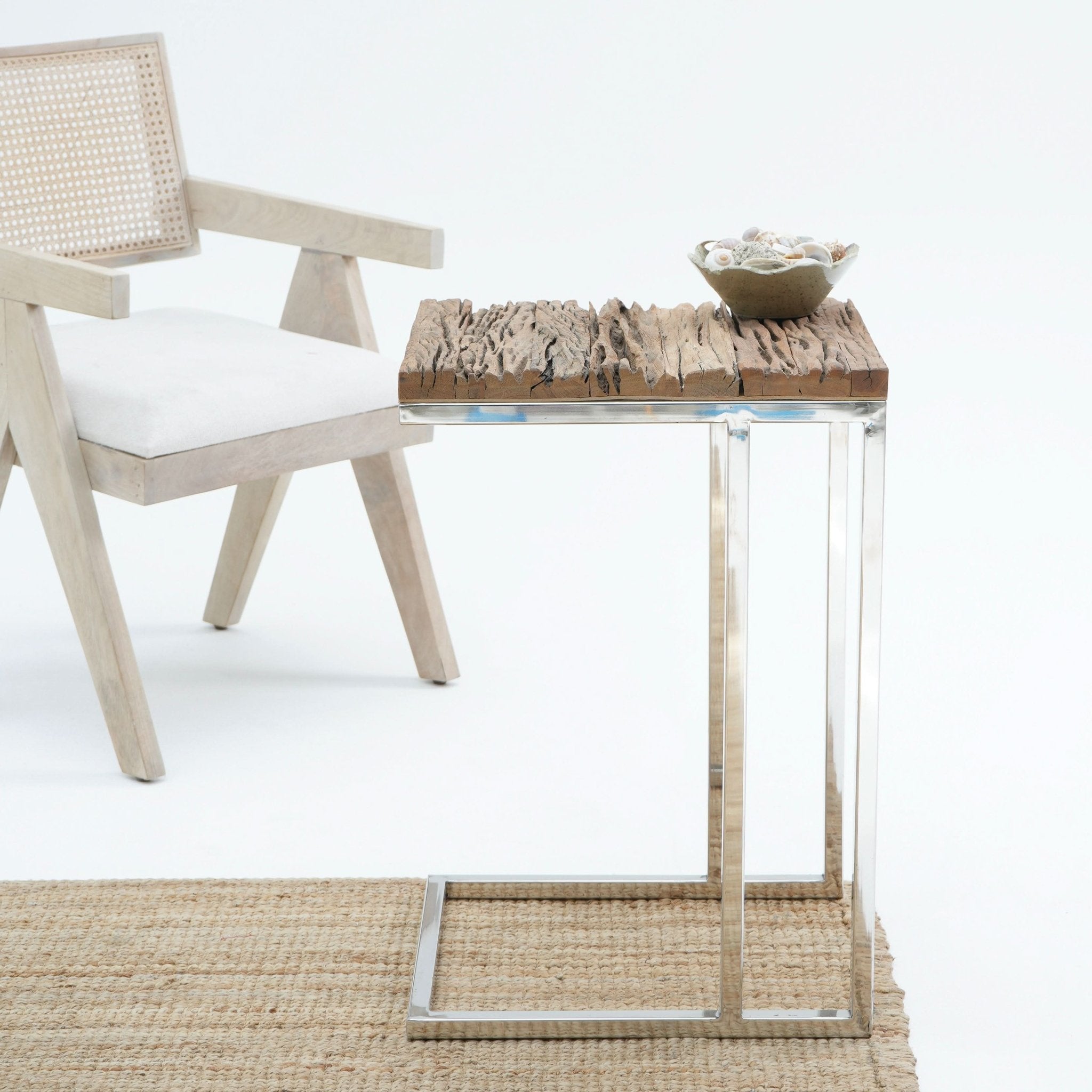 RAILWAY WOOD SIDE TABLE - Art and craft furniture