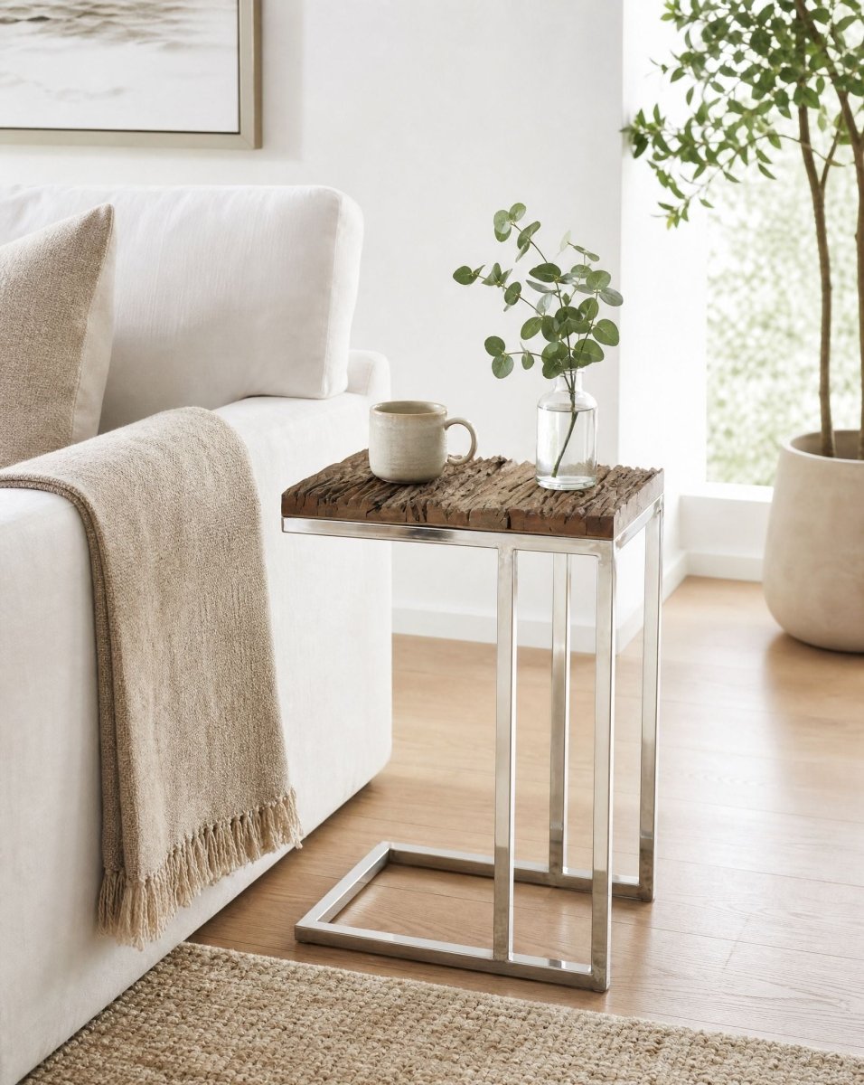 Railway Wood Side Table - Art and craft furniture