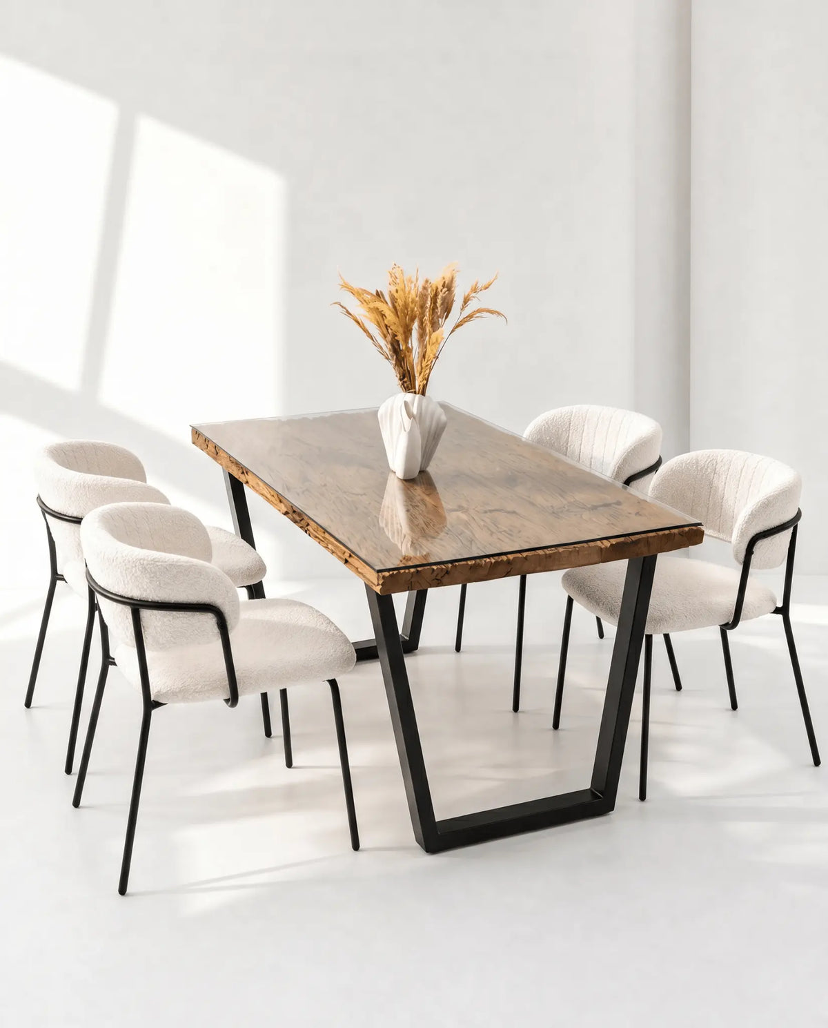 Railway Wood V Leg Dining Table - Art and craft furniture