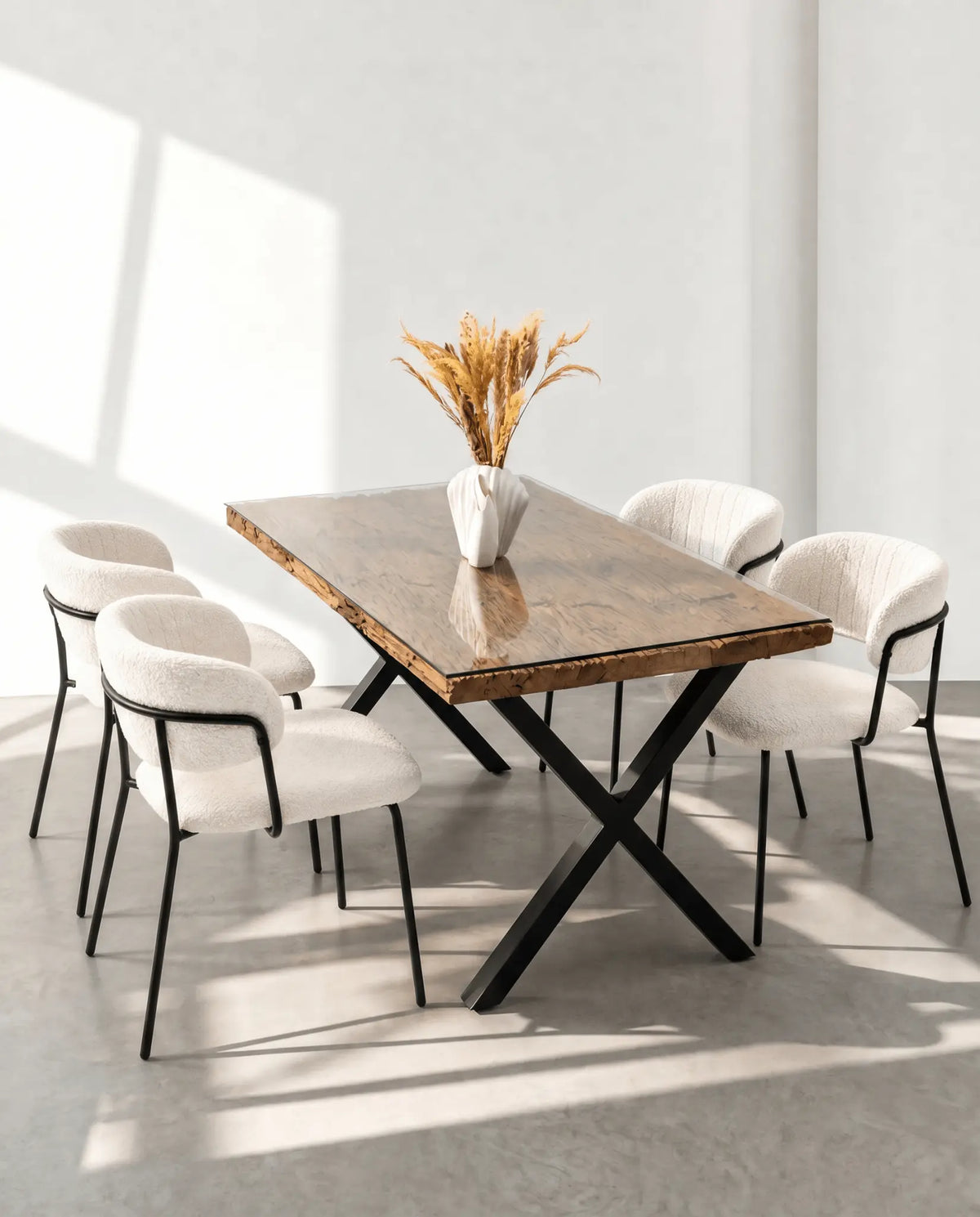 Railway Wood X Leg Dining Table - Art and craft furniture