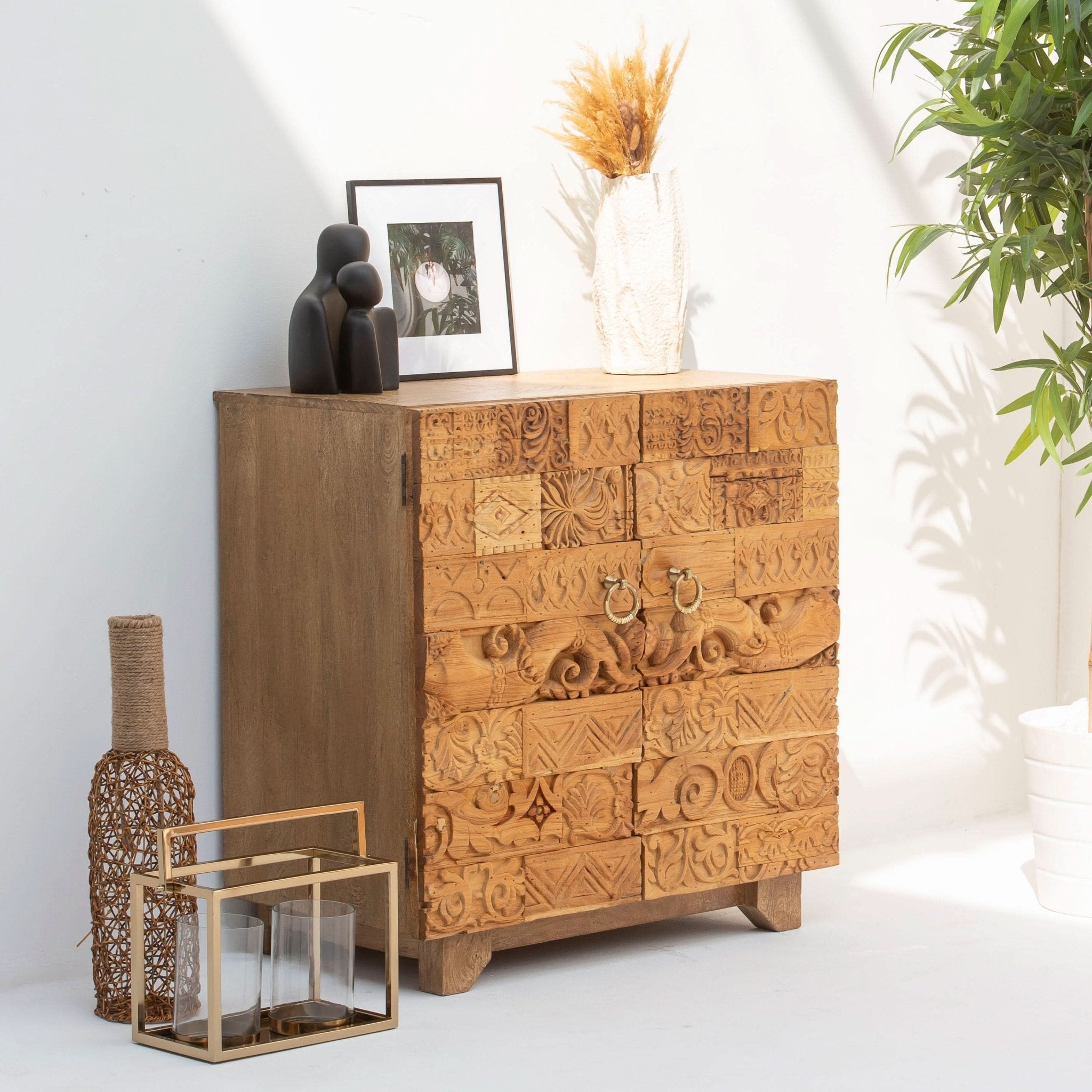 RAJWADA WOODEN TWO DOOR SIDEBOARD - Art and craft furniture