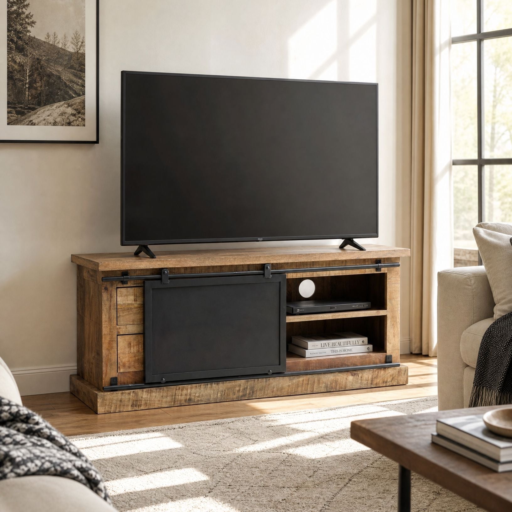 Rawden Two Drawer Two Door TV Stand - Art and craft furniture