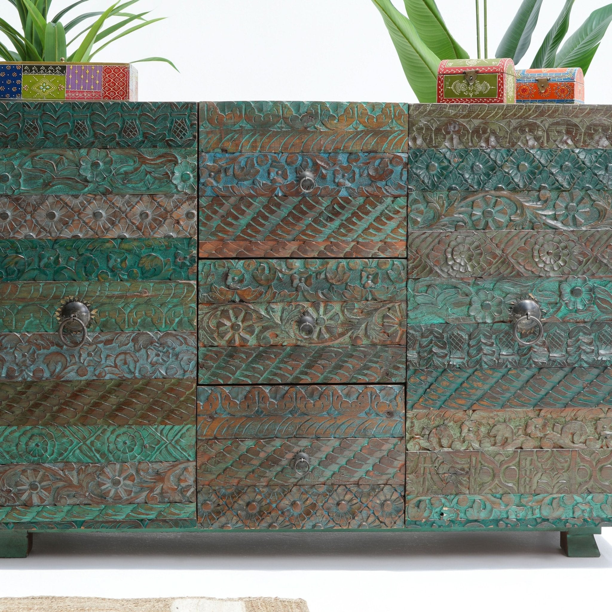 RECYCLE ANTIQUE TWO DOOR THREE DRAWER SIDEBOARD - Art and craft furniture