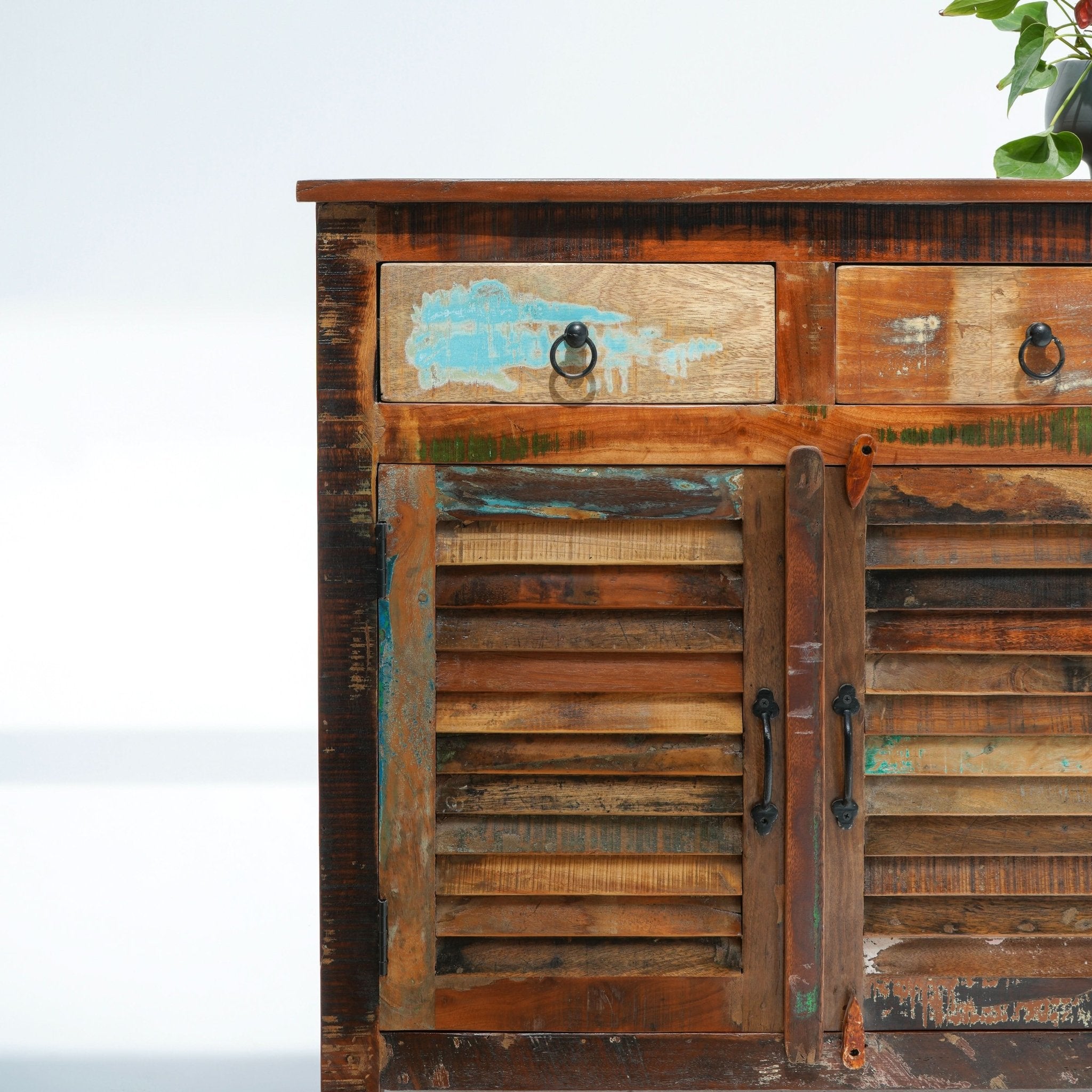 RECYCLE WOOD TWO DOOR TWO DRAWER SIDEBOARD - Art and craft furniture