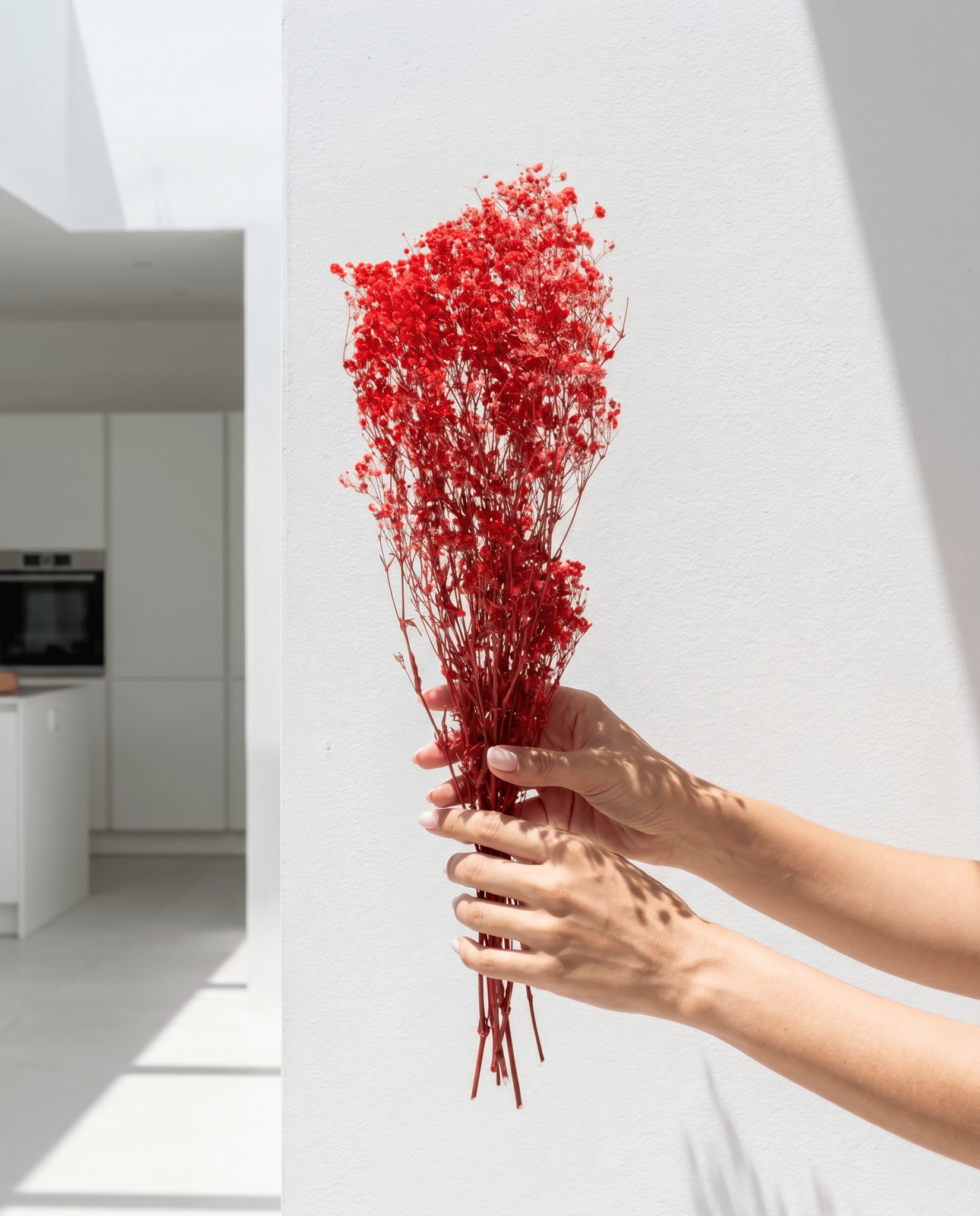 Red Decorative Bunch Dried Flowers - Art and craft furniture