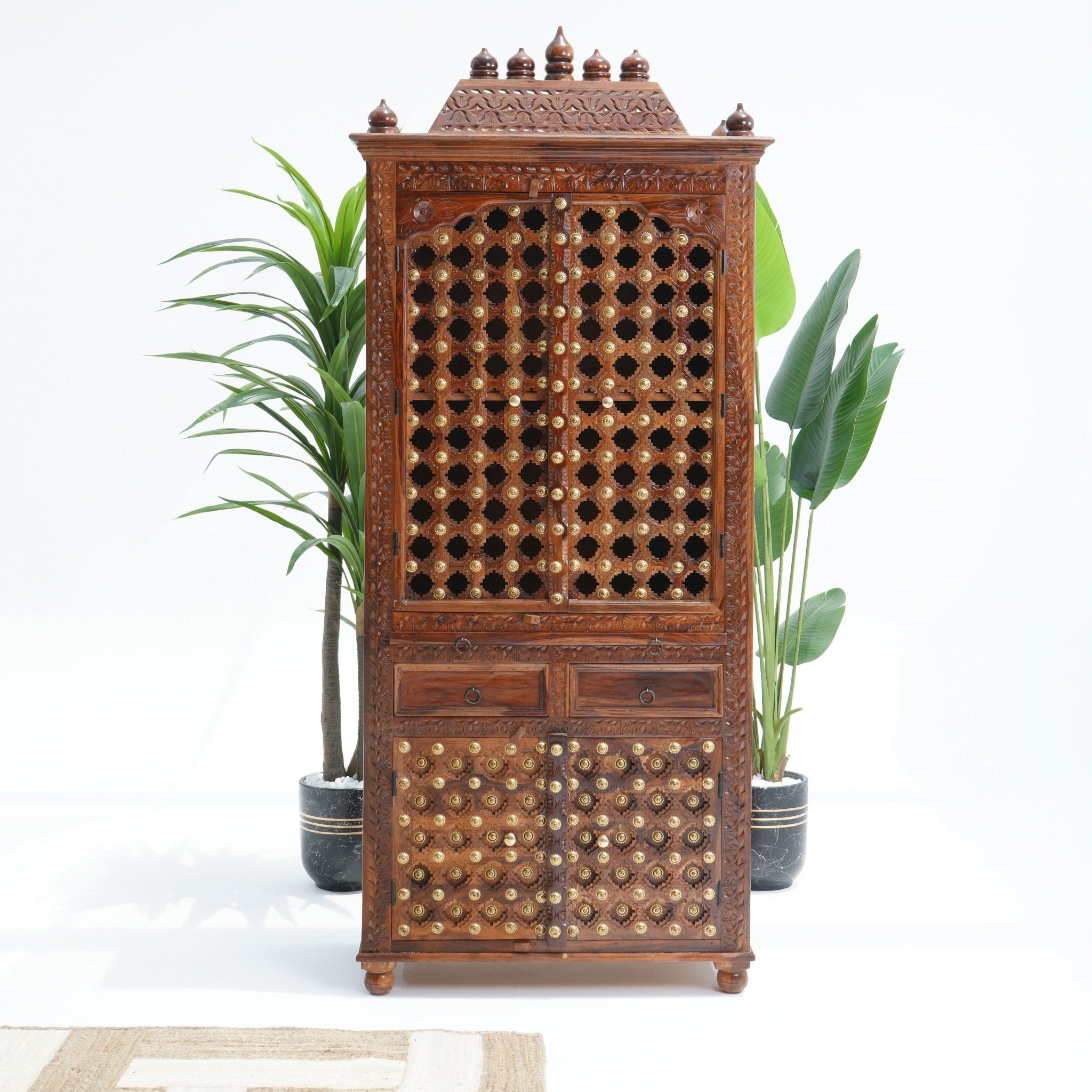 ROSE WOOD FOUR DOOR & TWO DRAWER TEMPLE - Art and craft furniture