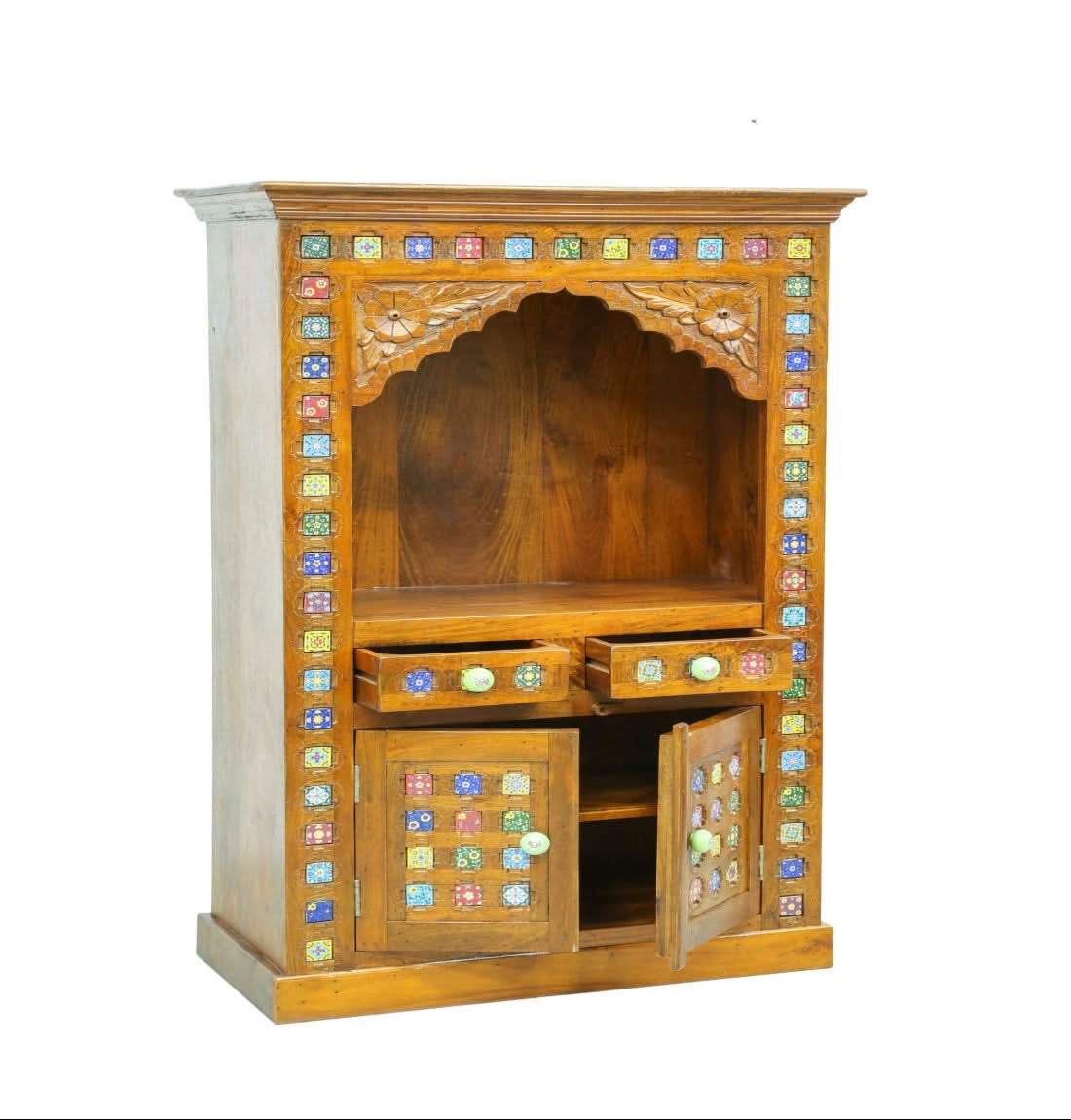 ROSE WOOD TWO TILE DOOR & TWO DRAWER TEMPLE - Art and craft furniture