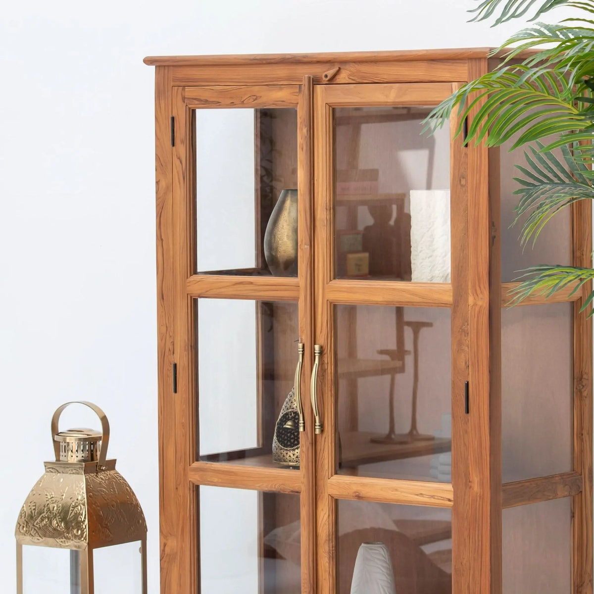 Royal Teak Glass Door Cabinet - Art and craft furniture