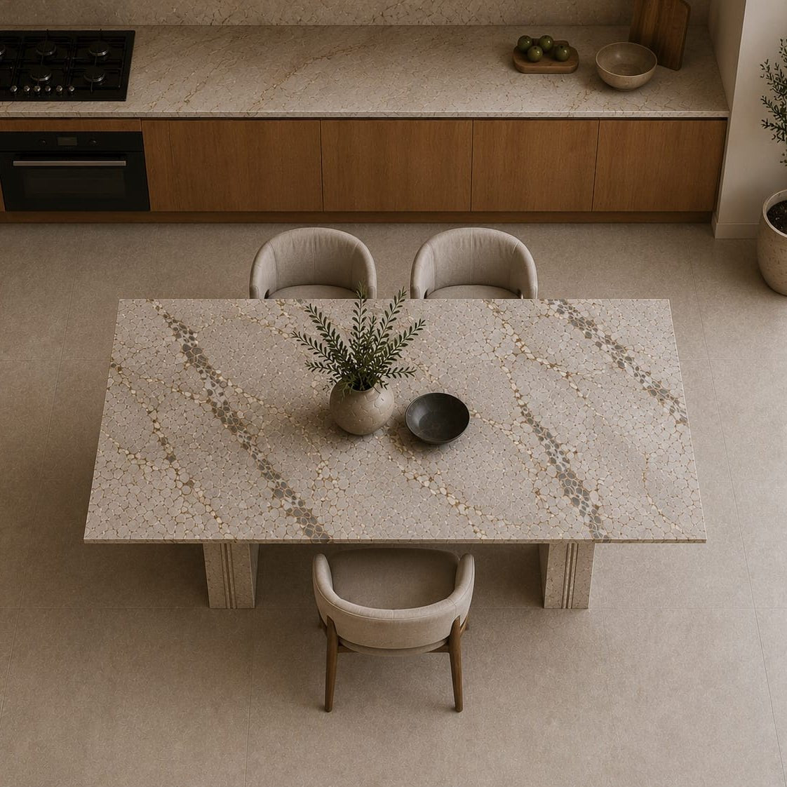 Shera Marble Dining Table – Honed Finish - Art and craft furniture