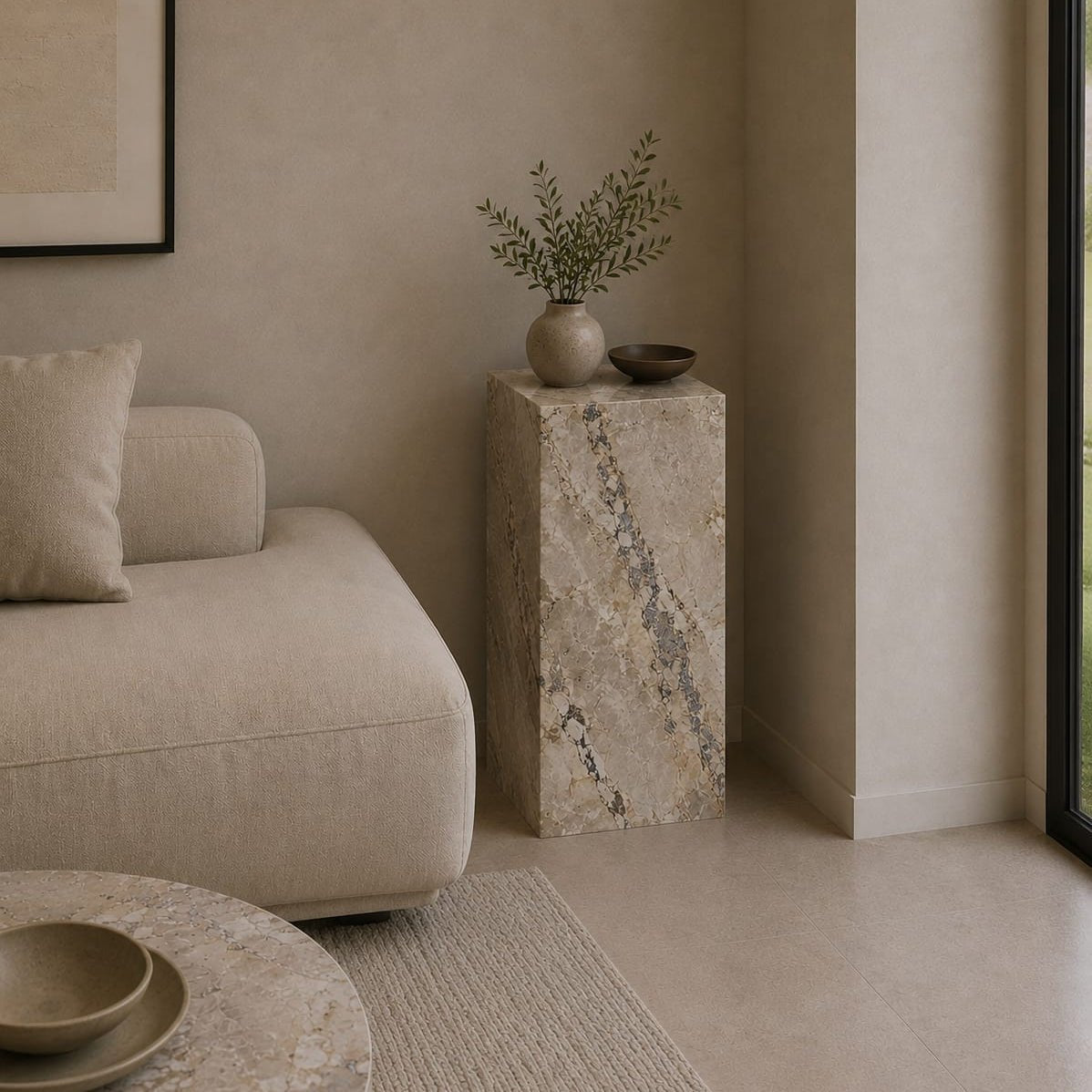 Shera Marble Plinth Honed Finish - Art and craft furniture