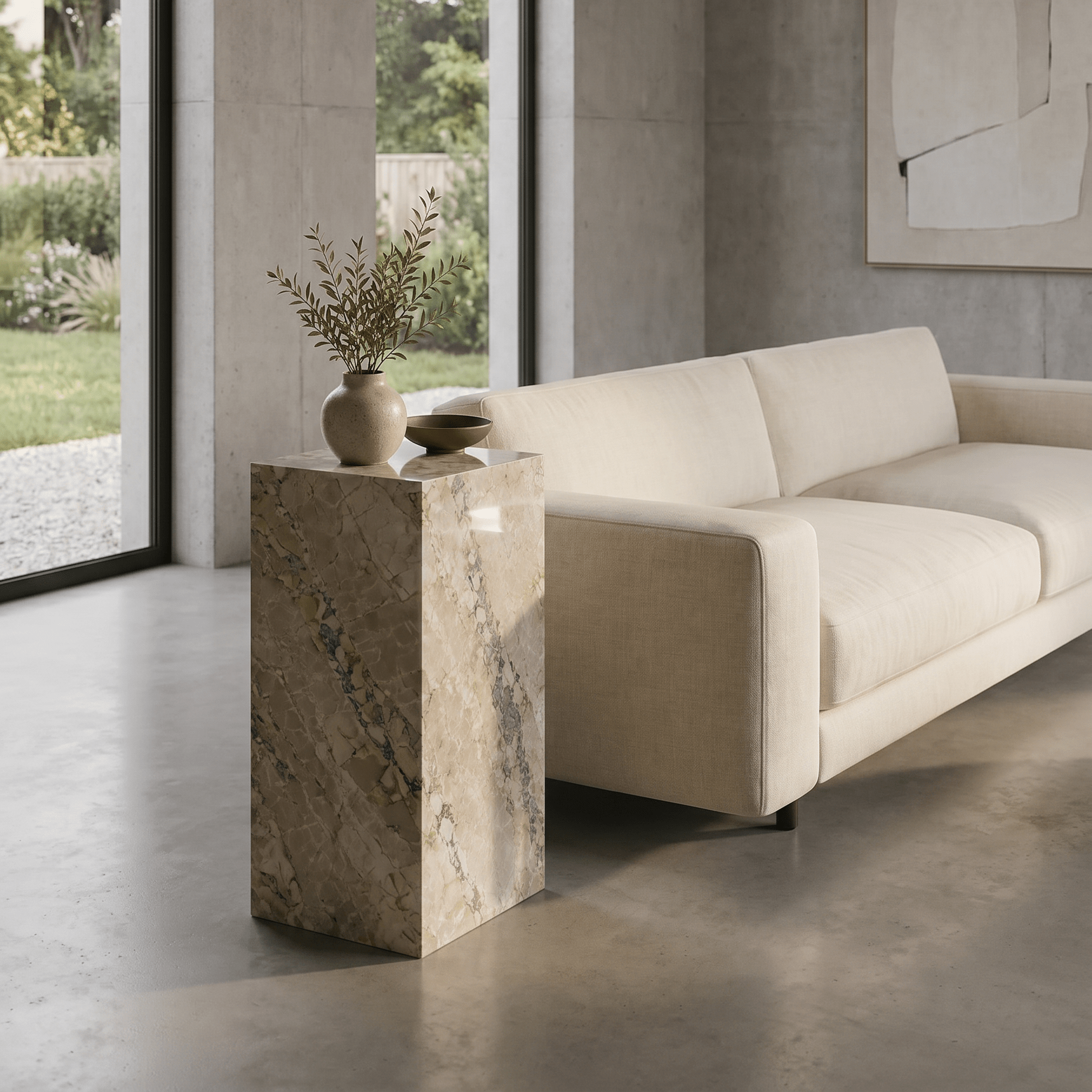 Shera Marble Plinth Honed Finish - Art and craft furniture