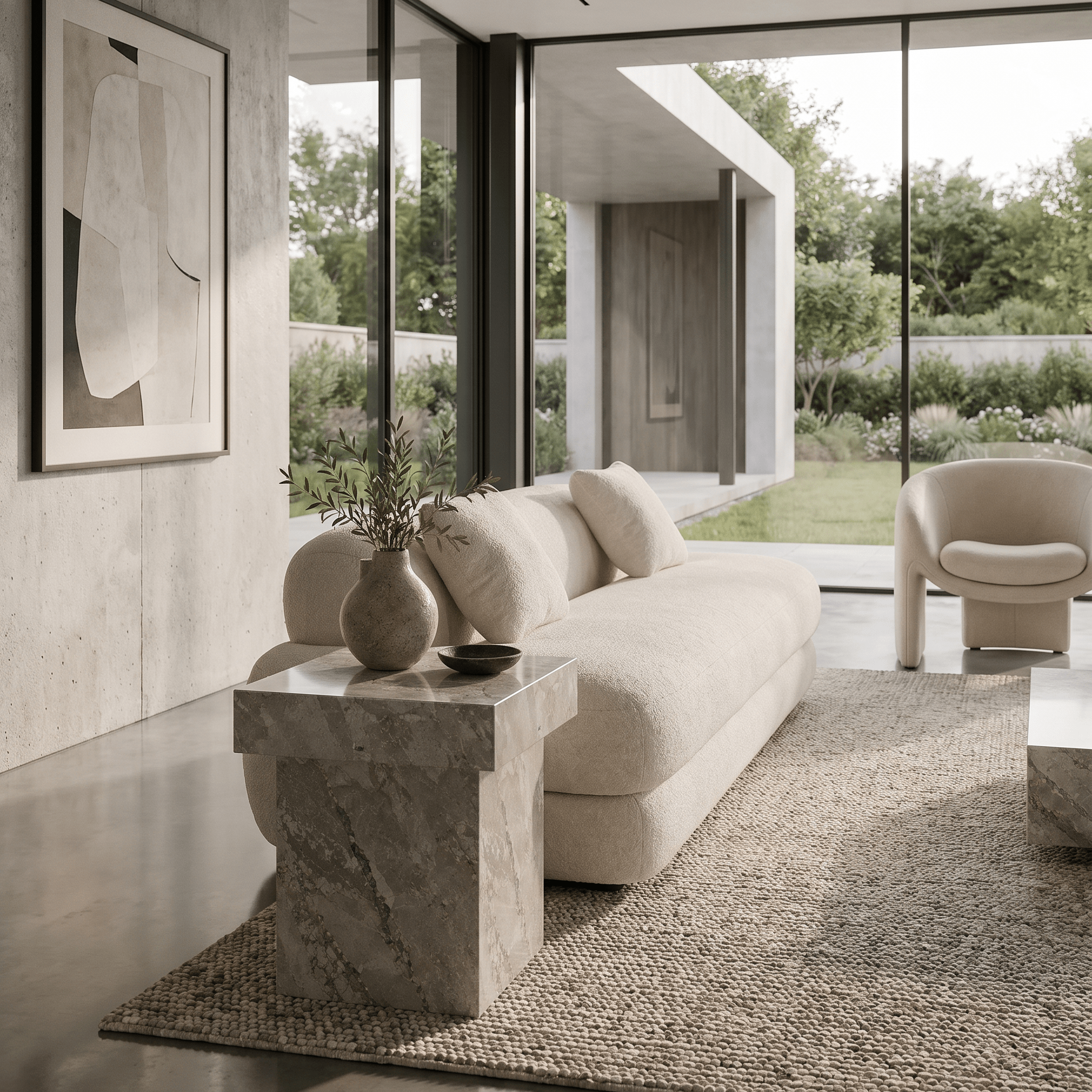 Shera Marble Side Table – Honed Finish - Art and craft furniture