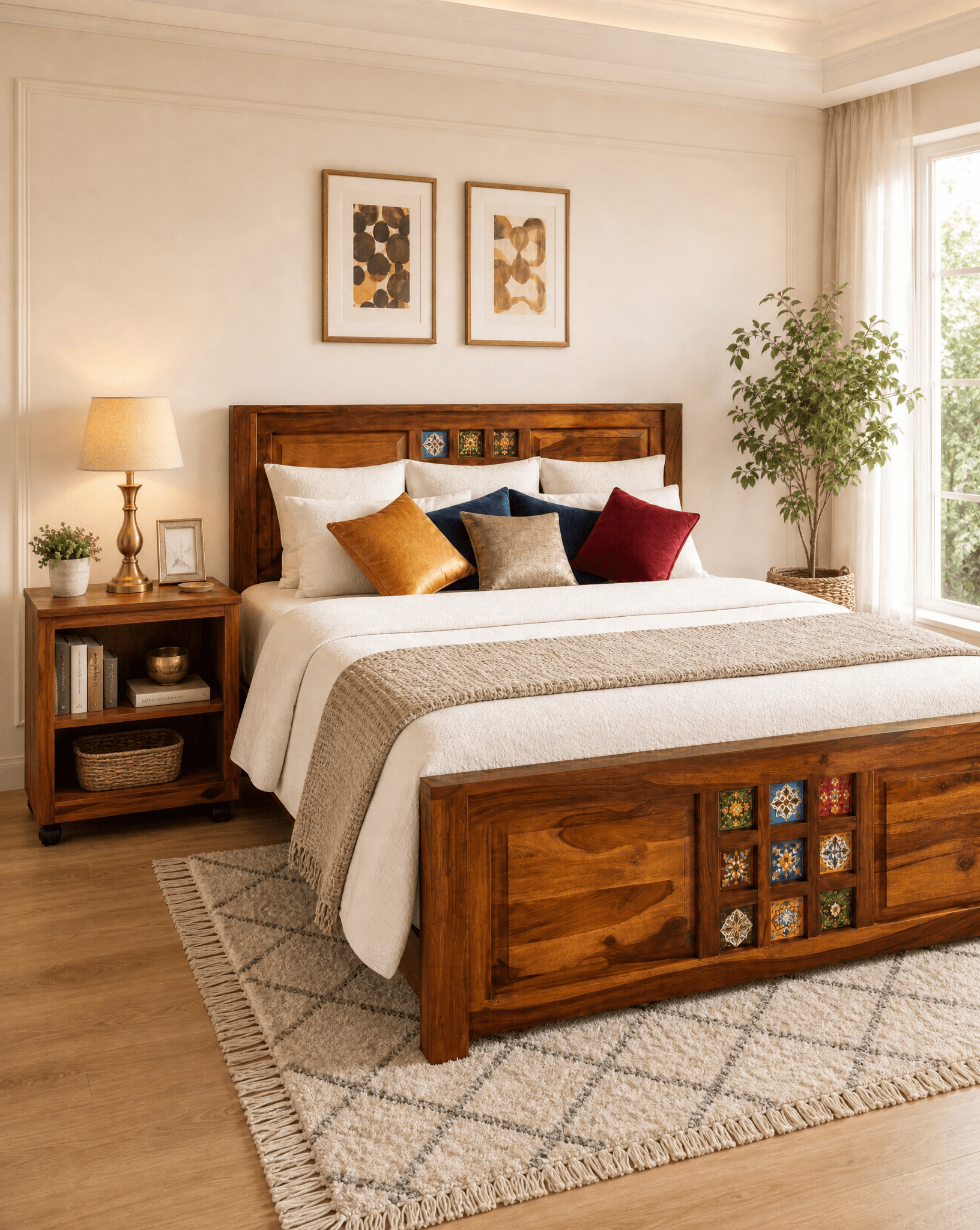SHESTILE TILE SHEESHAM WOOD TROLLY BED - Art and craft furniture